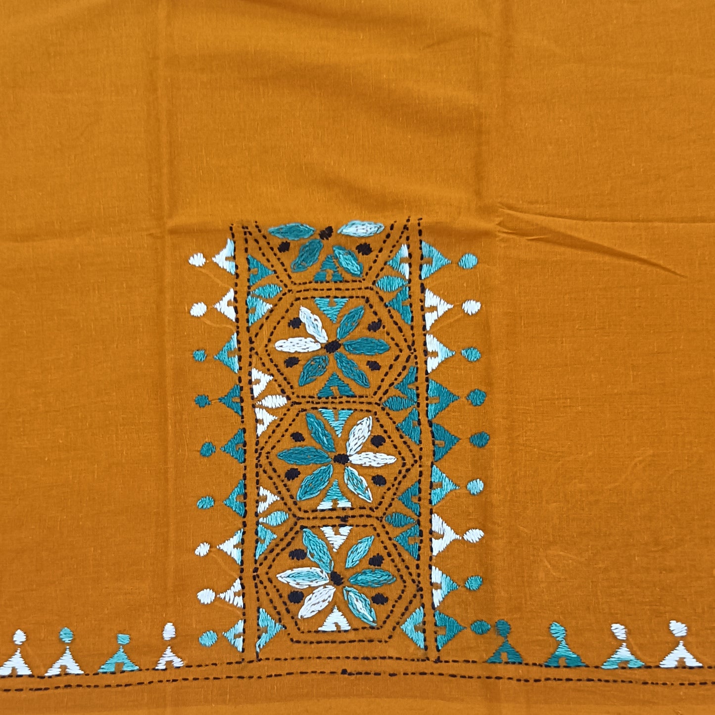 Kantha Stitch Cotton Half Work Blouse Fabric