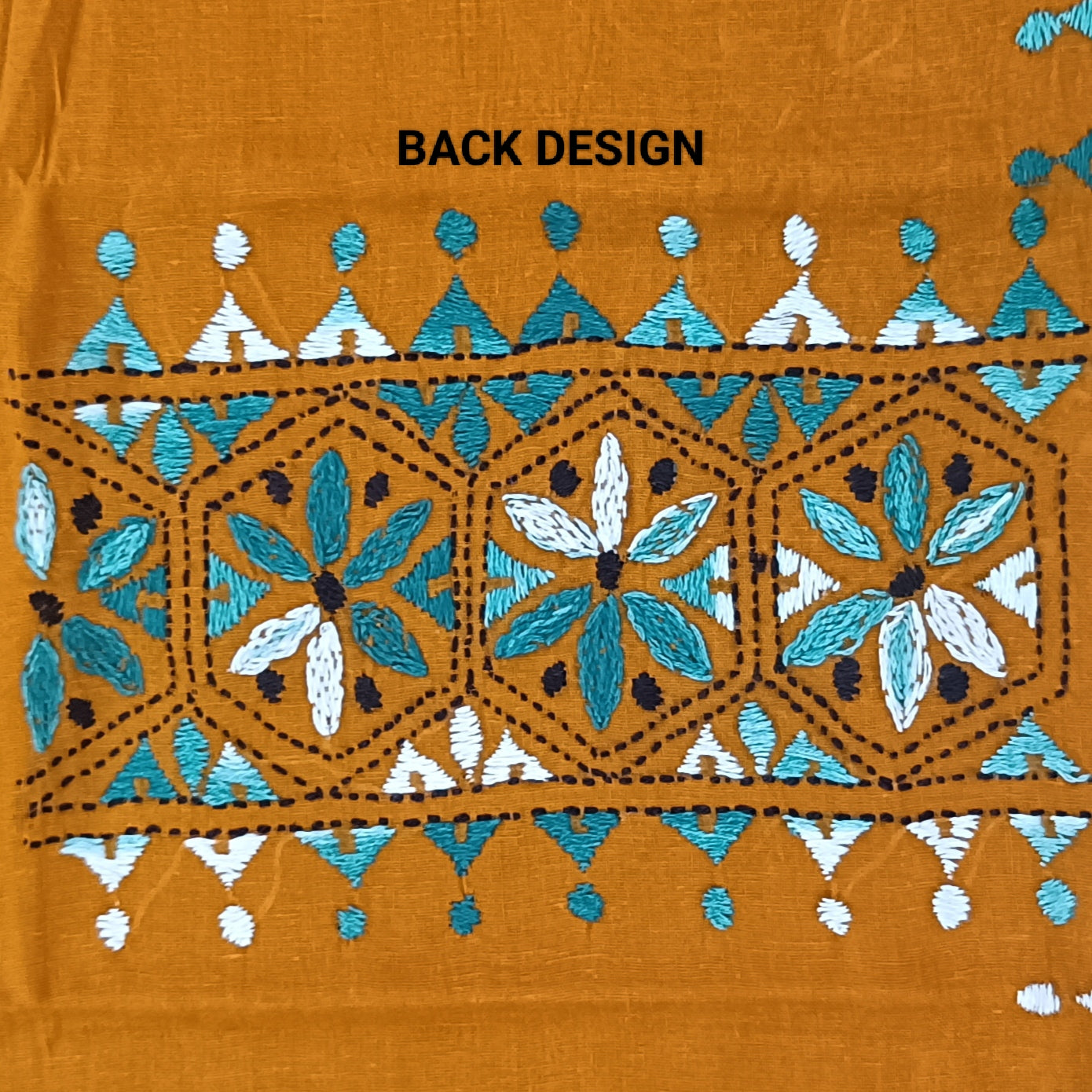 Kantha Stitch Cotton Half Work Blouse Fabric