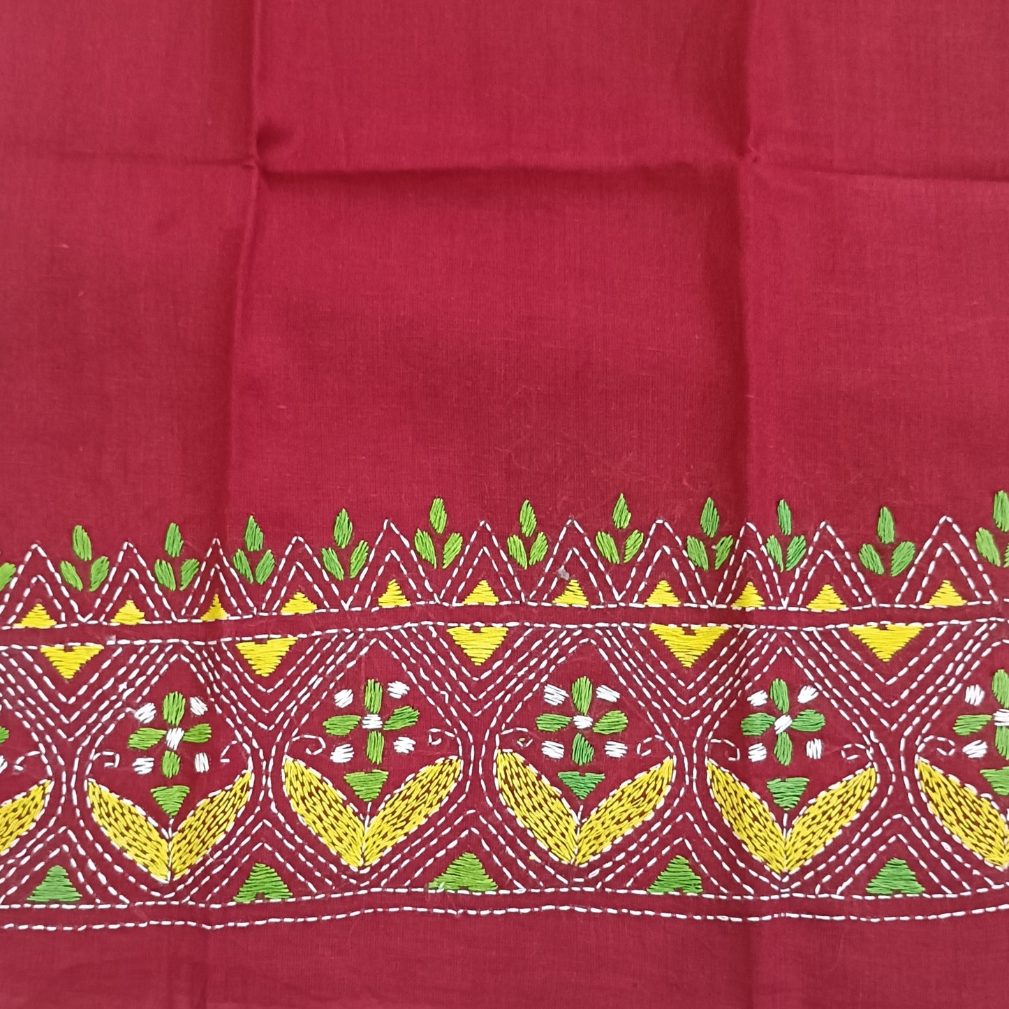 Kantha Stitch Cotton Half Work Blouse Fabric
