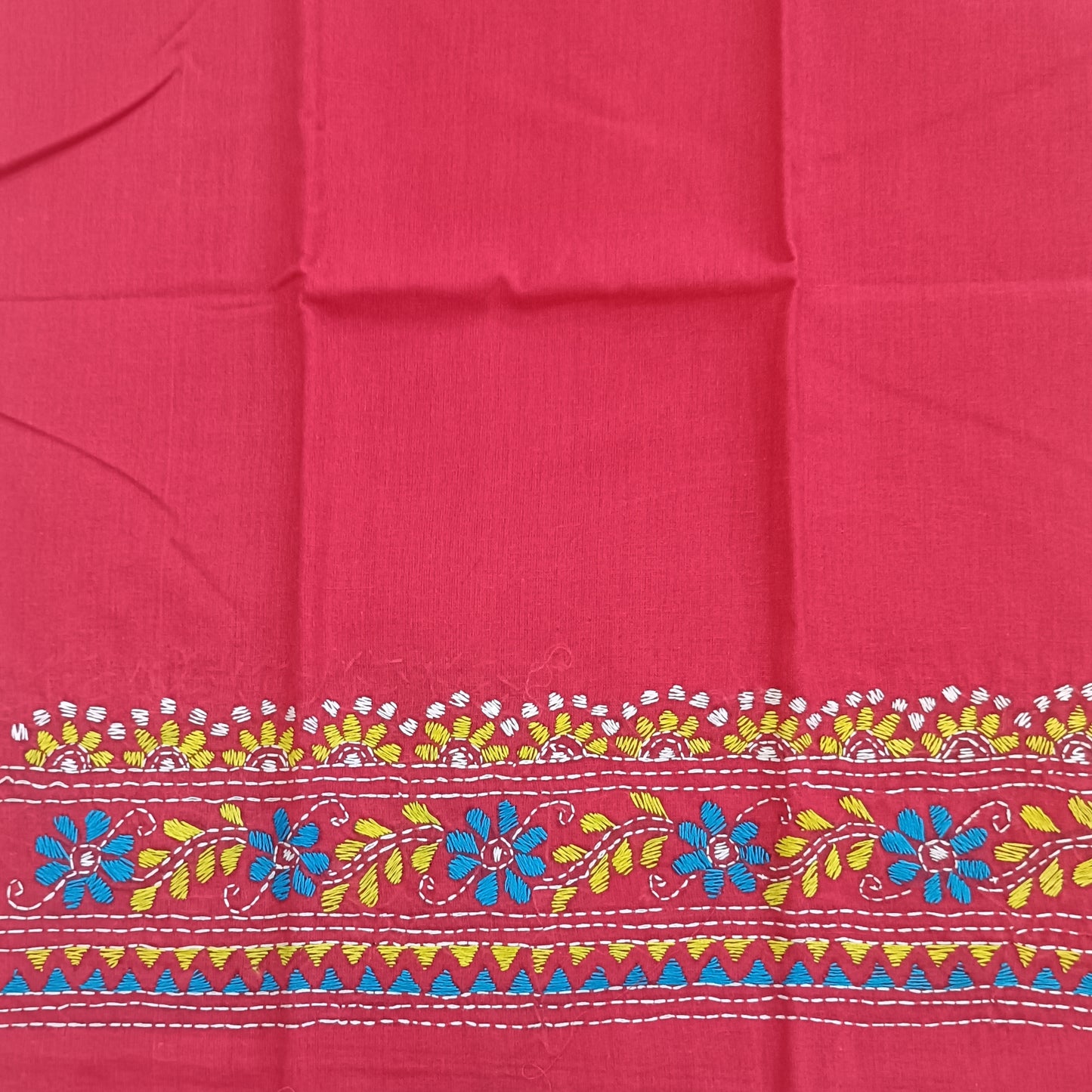 Kantha Stitch Cotton Half Work Blouse Fabric