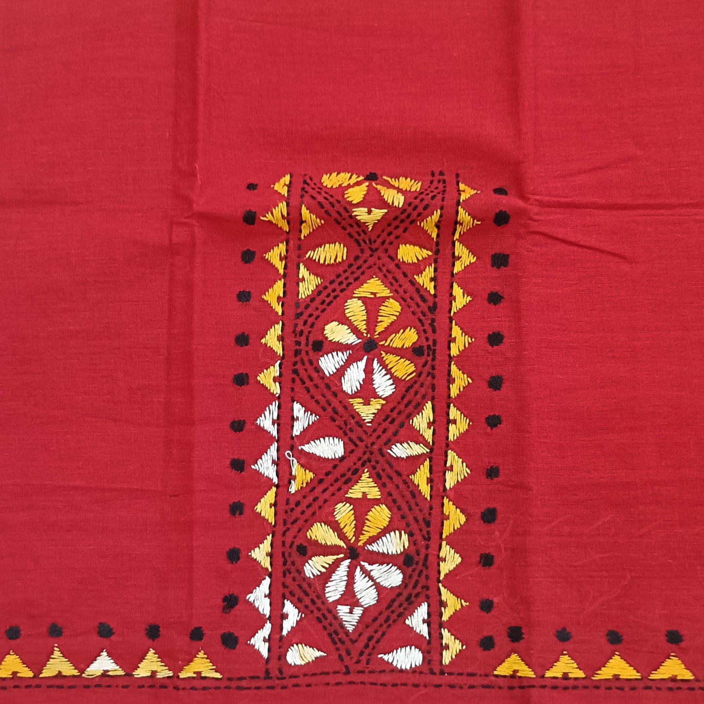 Kantha Stitch Cotton Half Work Blouse Fabric