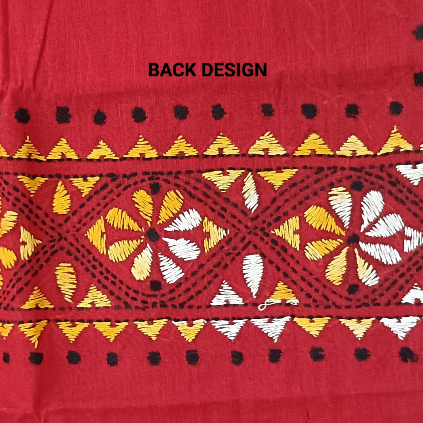 Kantha Stitch Cotton Half Work Blouse Fabric