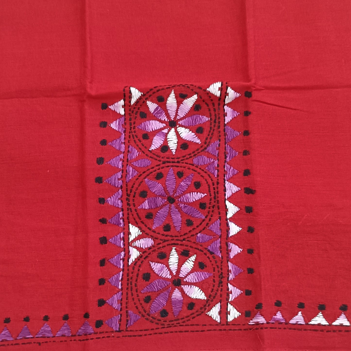 Kantha Stitch Cotton Half Work Blouse Fabric