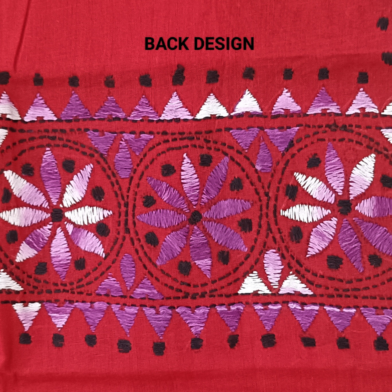 Kantha Stitch Cotton Half Work Blouse Fabric