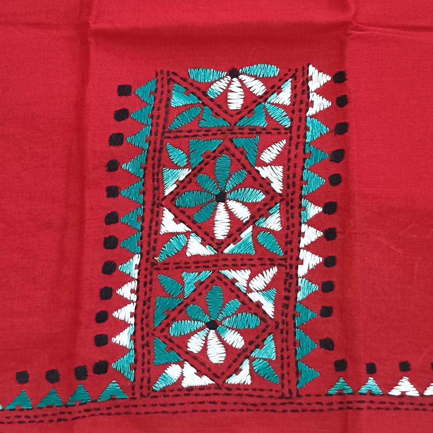 Kantha Stitch Cotton Half Work Blouse Fabric