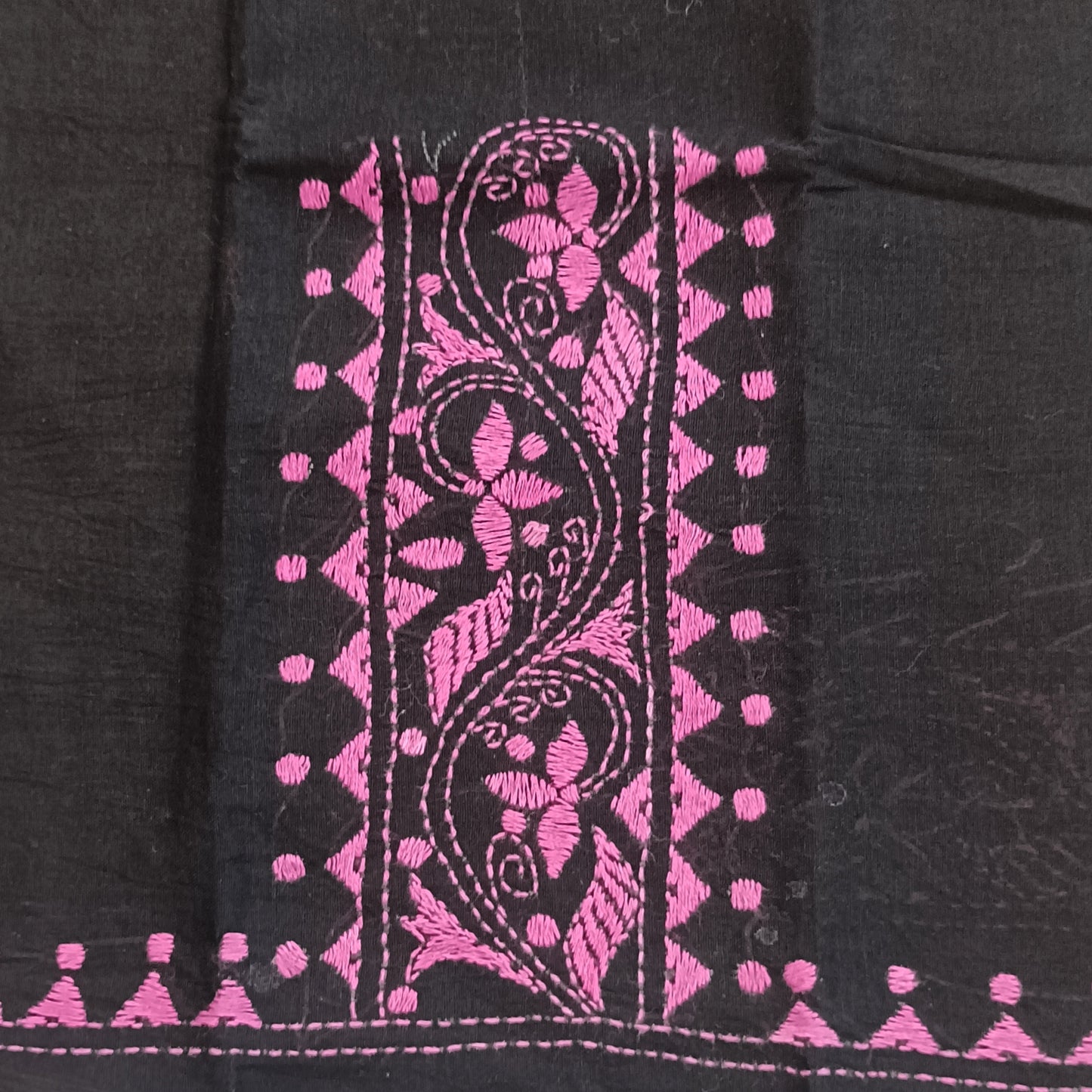 Kantha Stitch Cotton Half Work Blouse Fabric