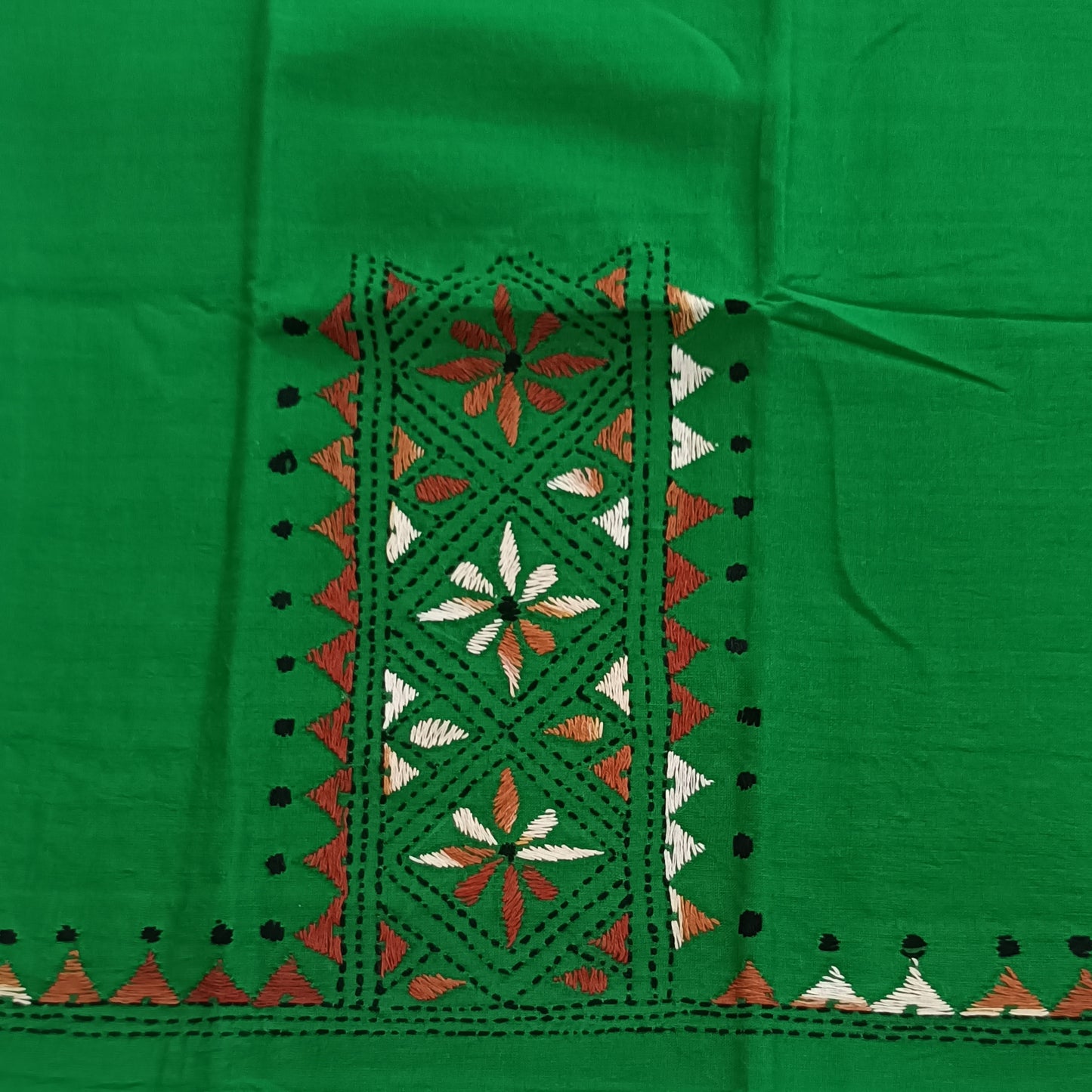 Kantha Stitch Cotton Half Work Blouse Fabric