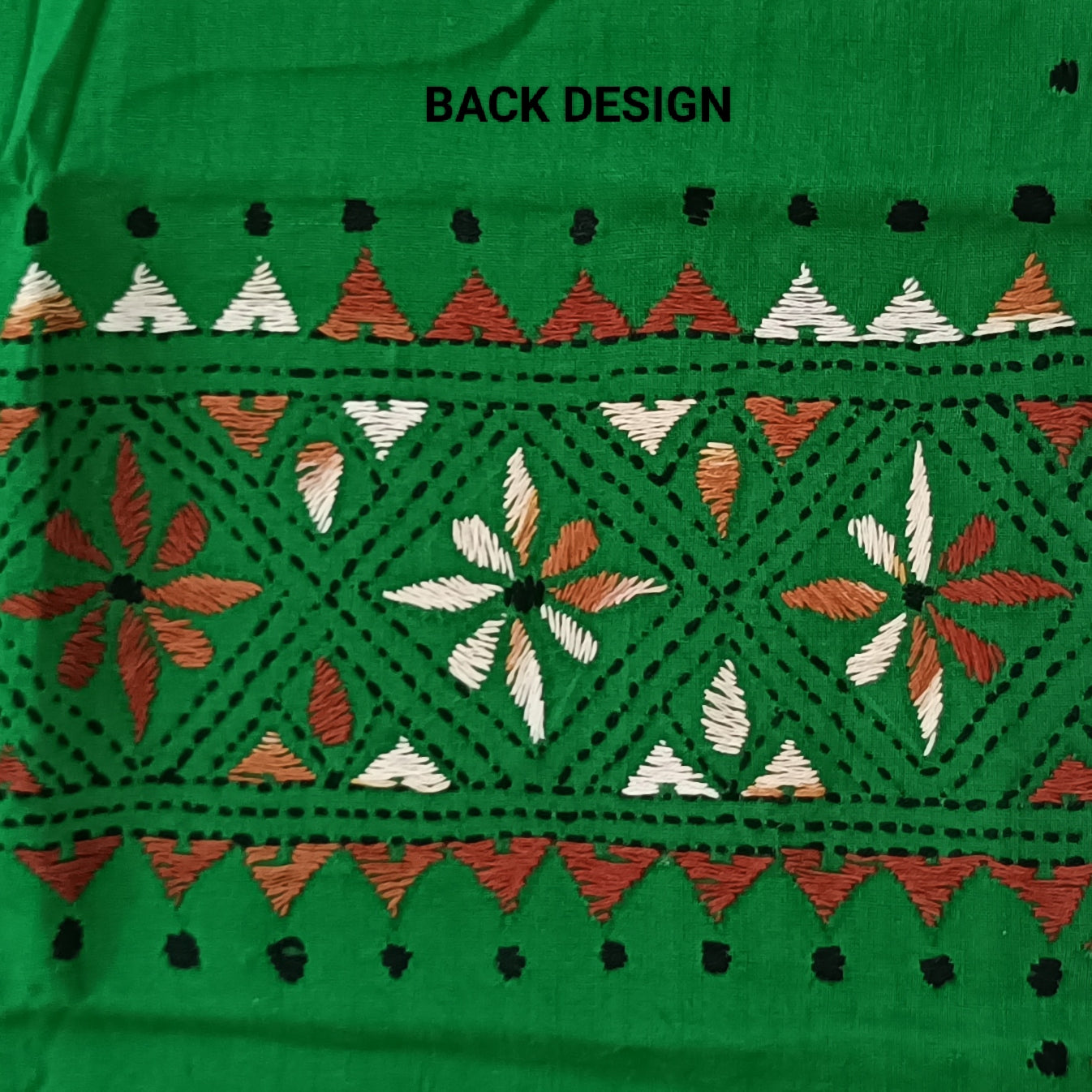 Kantha Stitch Cotton Half Work Blouse Fabric