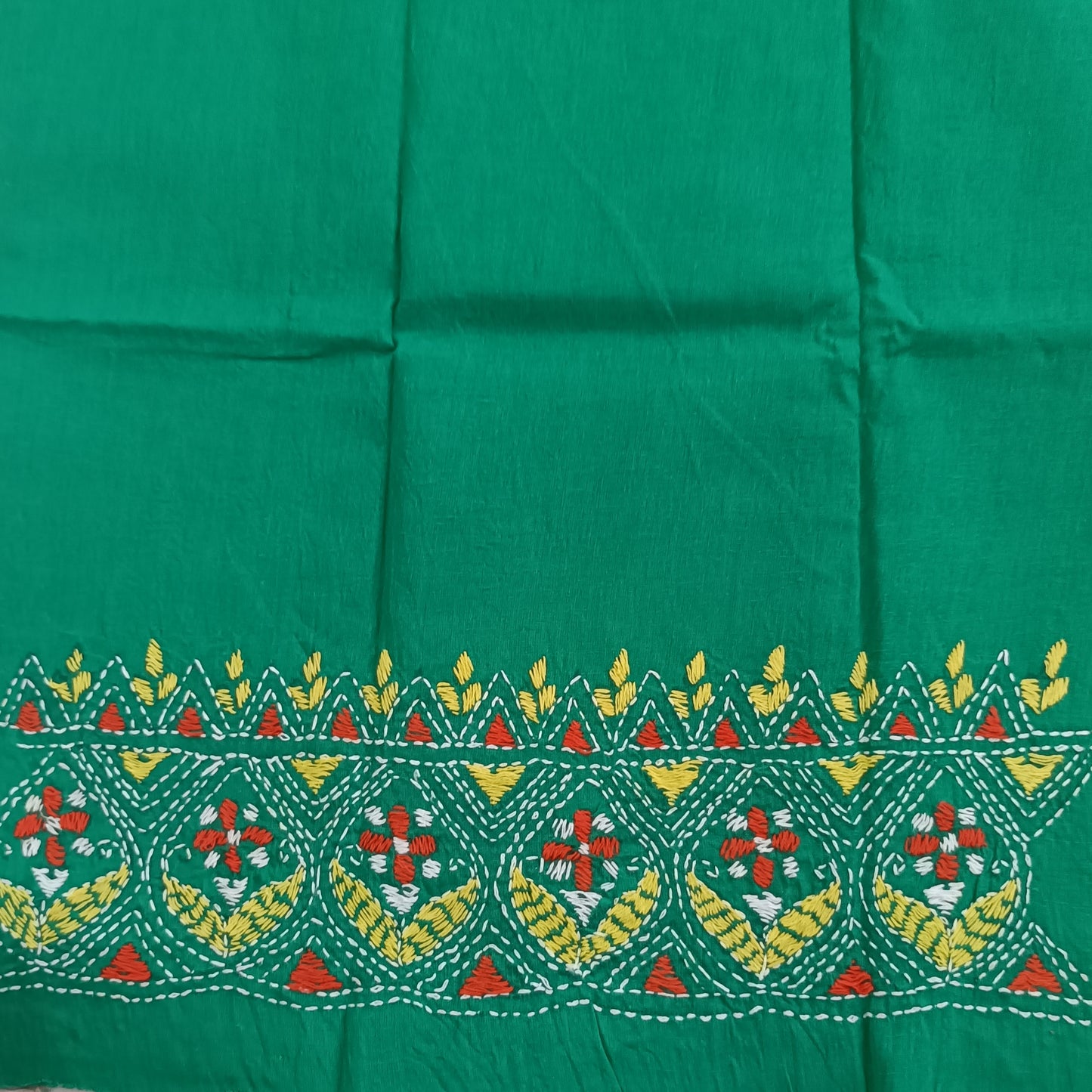 Kantha Stitch Cotton Half Work Blouse Fabric