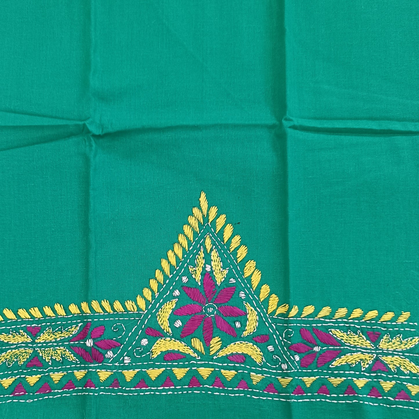 Kantha Stitch Cotton Half Work Blouse Fabric
