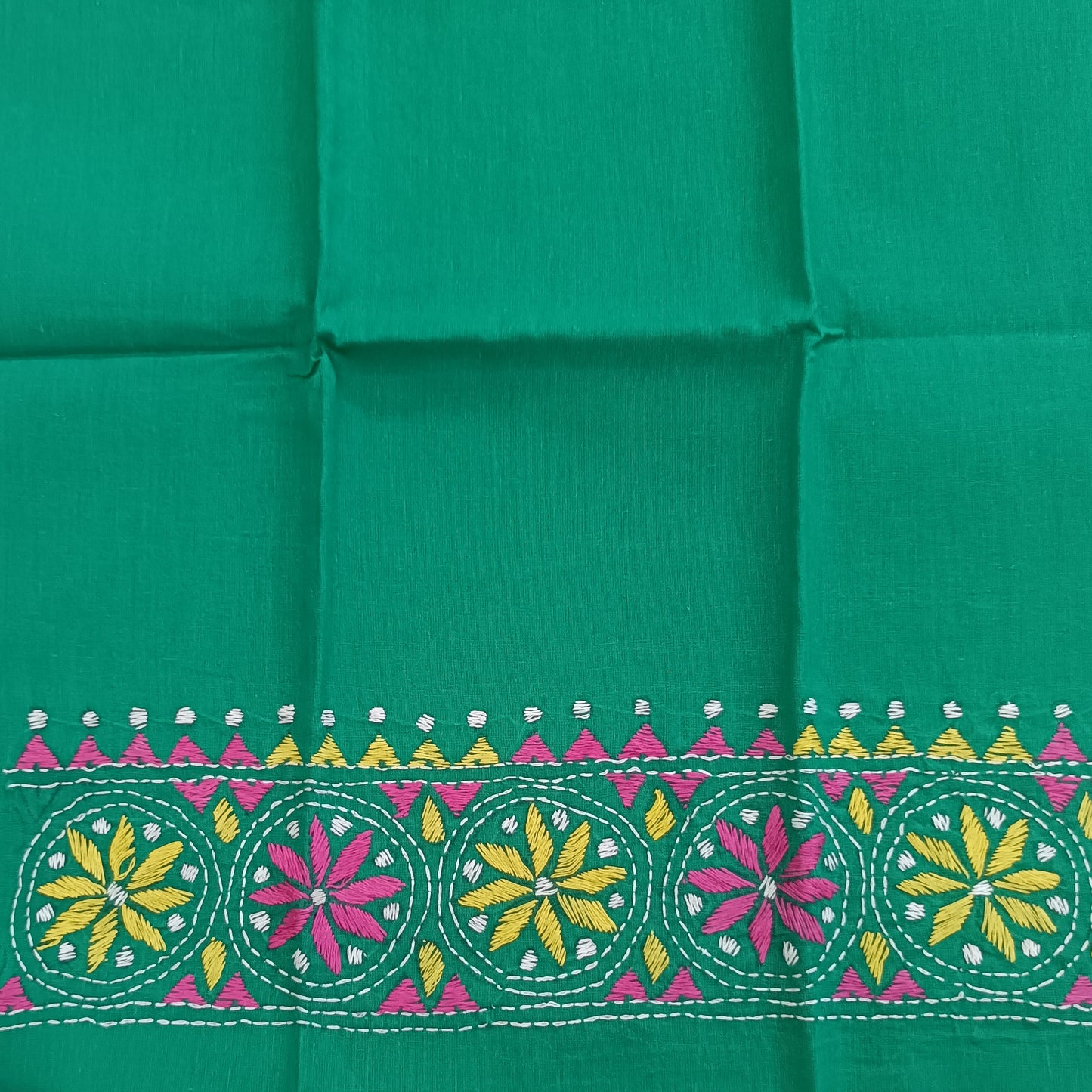 Kantha Stitch Cotton Half Work Blouse Fabric