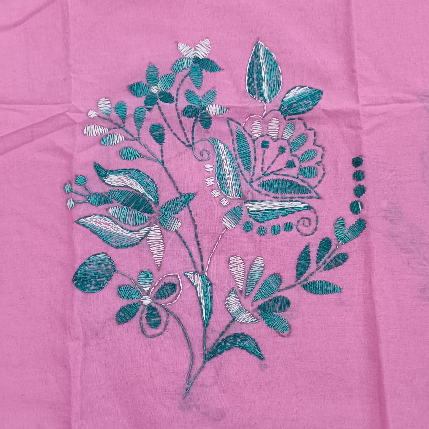Kantha Stitch Cotton Half Work Blouse Fabric