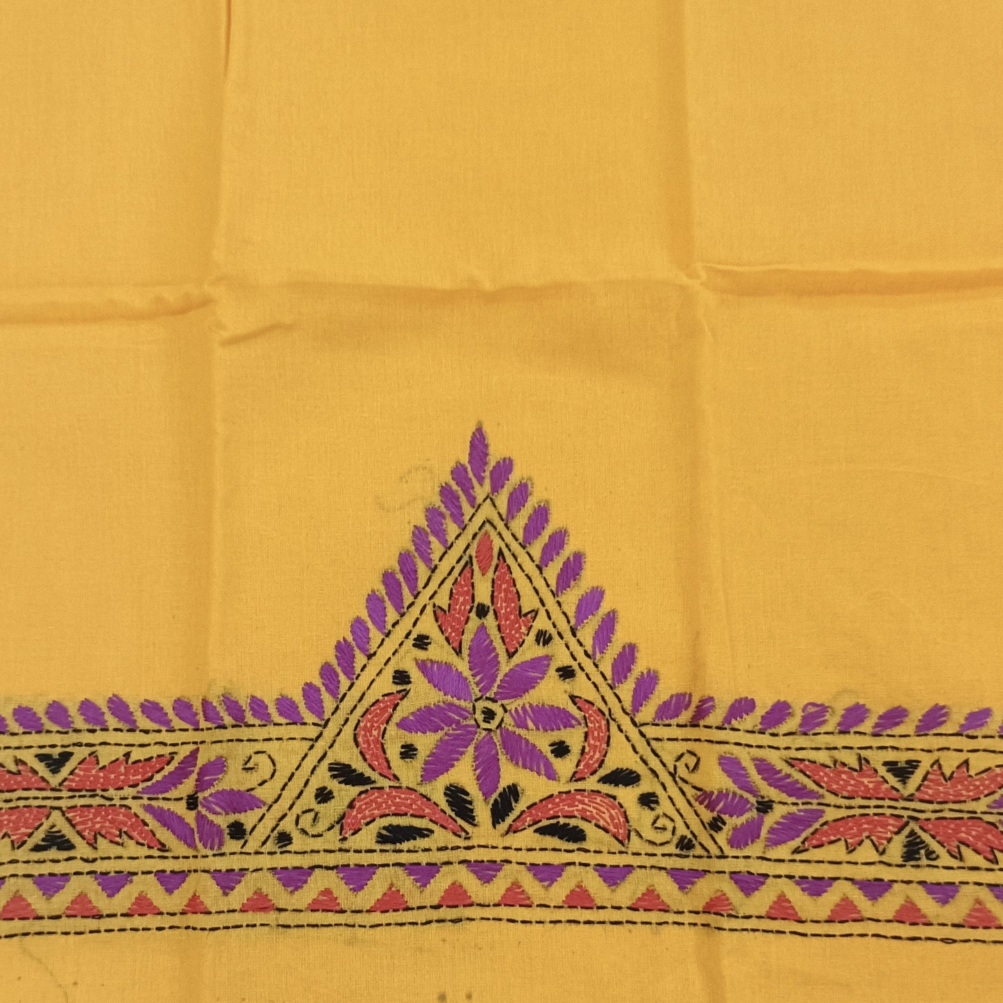 Kantha Stitch Cotton Half Work Blouse Fabric