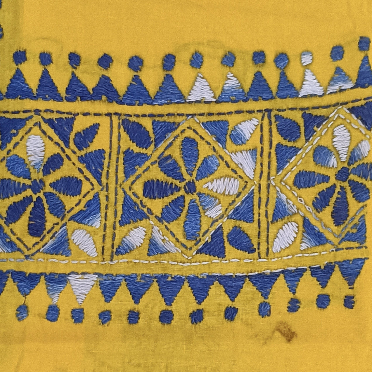 Kantha Stitch Cotton Half Work Blouse Fabric