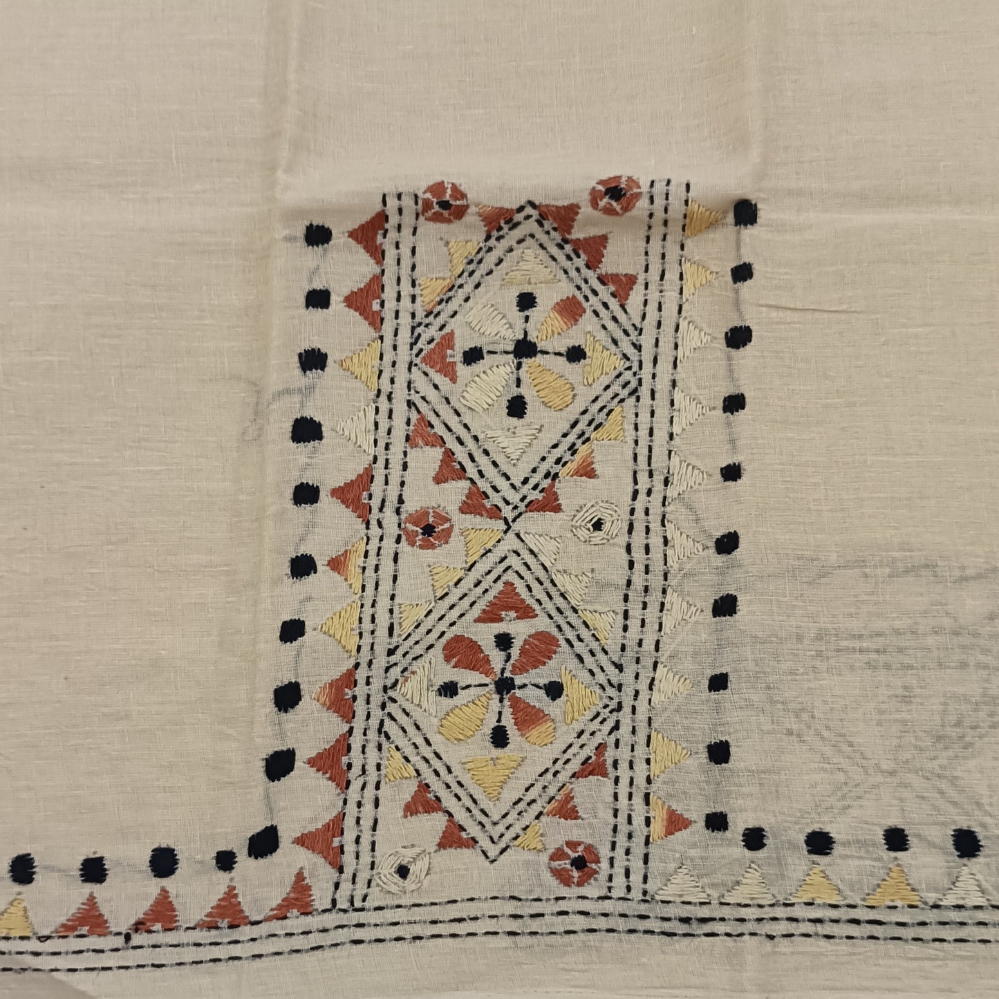 Kantha Stitch Cotton Half Work Blouse Fabric