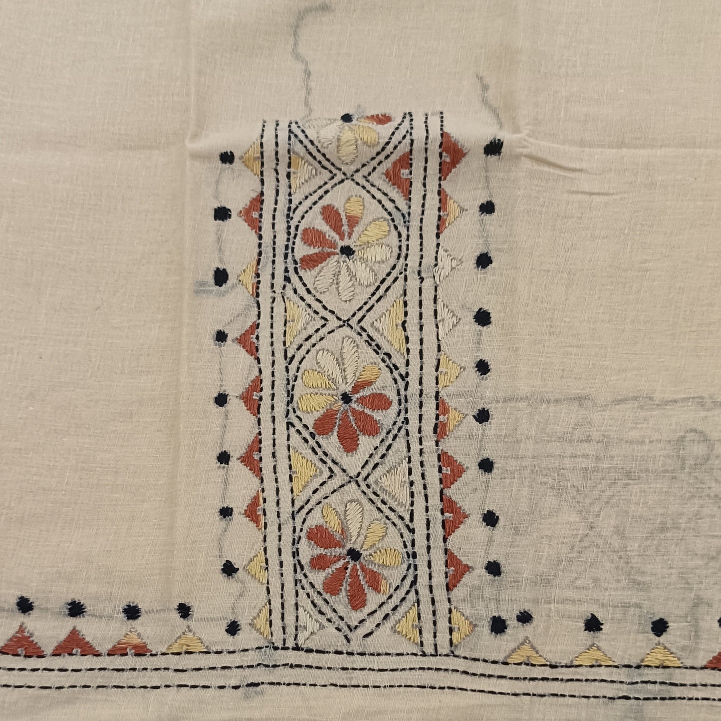 Kantha Stitch Cotton Half Work Blouse Fabric