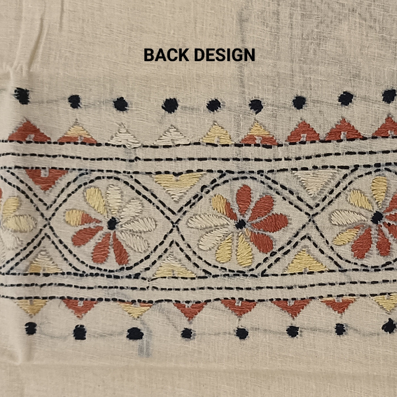Kantha Stitch Cotton Half Work Blouse Fabric