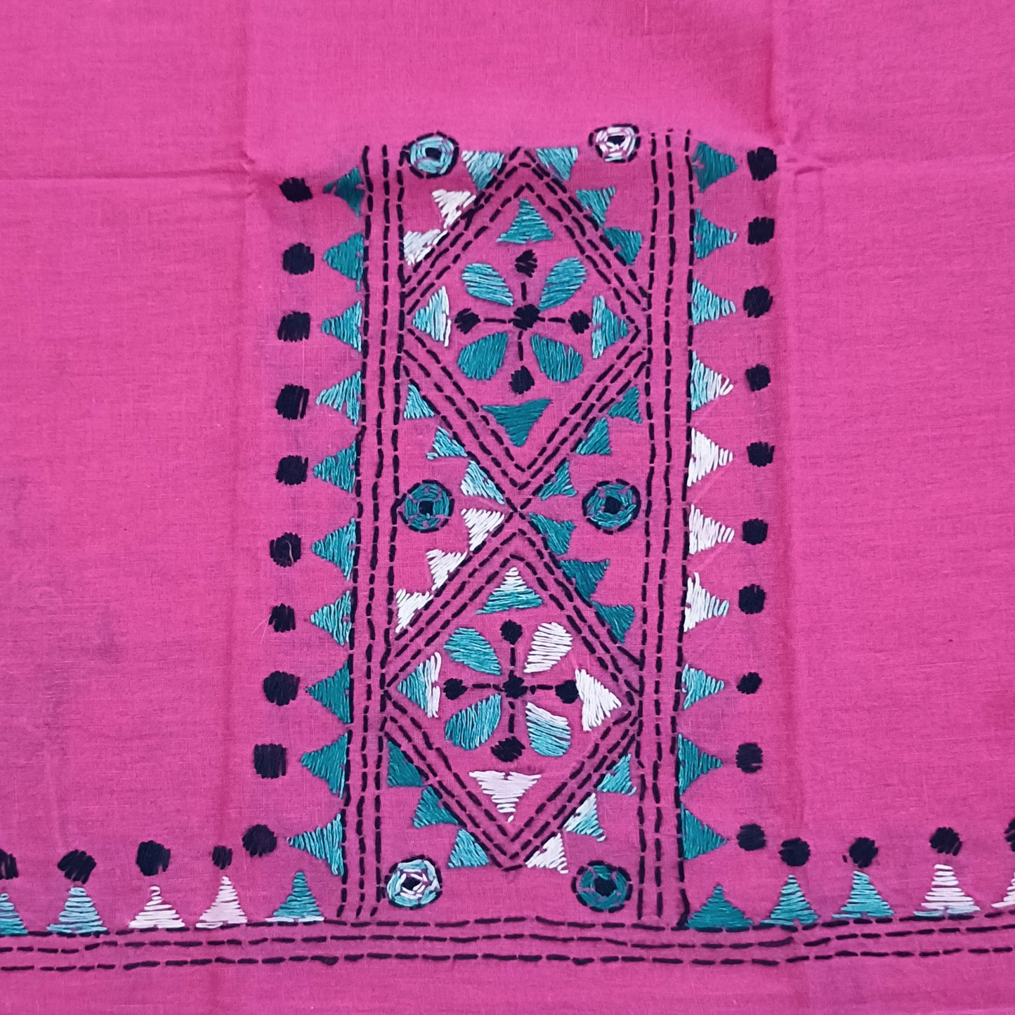 Kantha Stitch Cotton Half Work Blouse Fabric