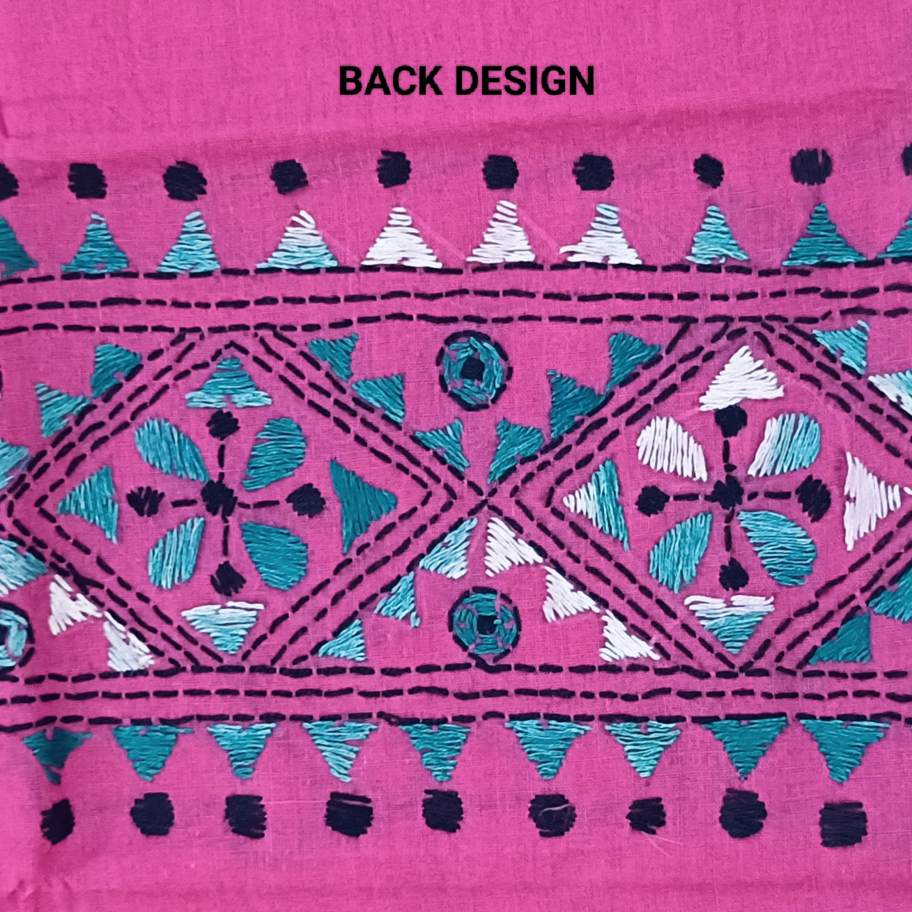 Kantha Stitch Cotton Half Work Blouse Fabric