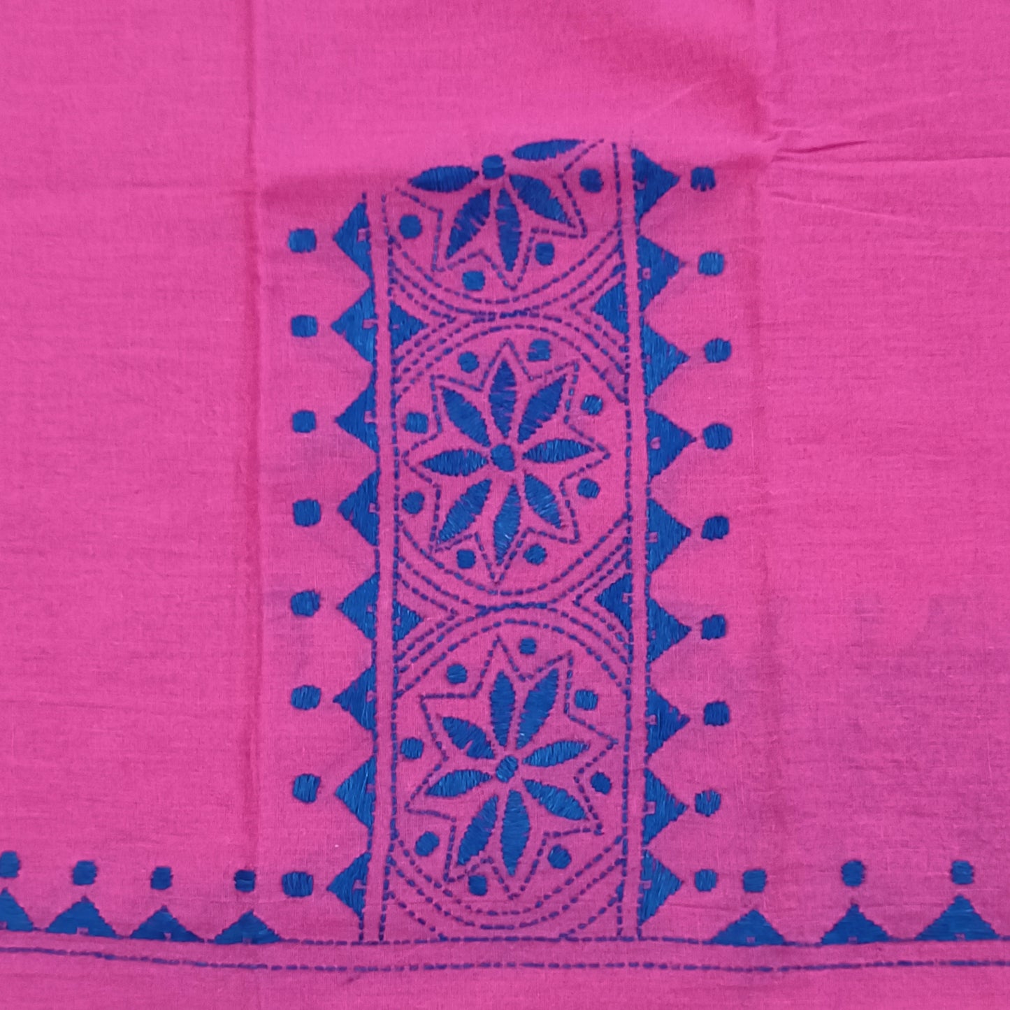 Kantha Stitch Cotton Half Work Blouse Fabric