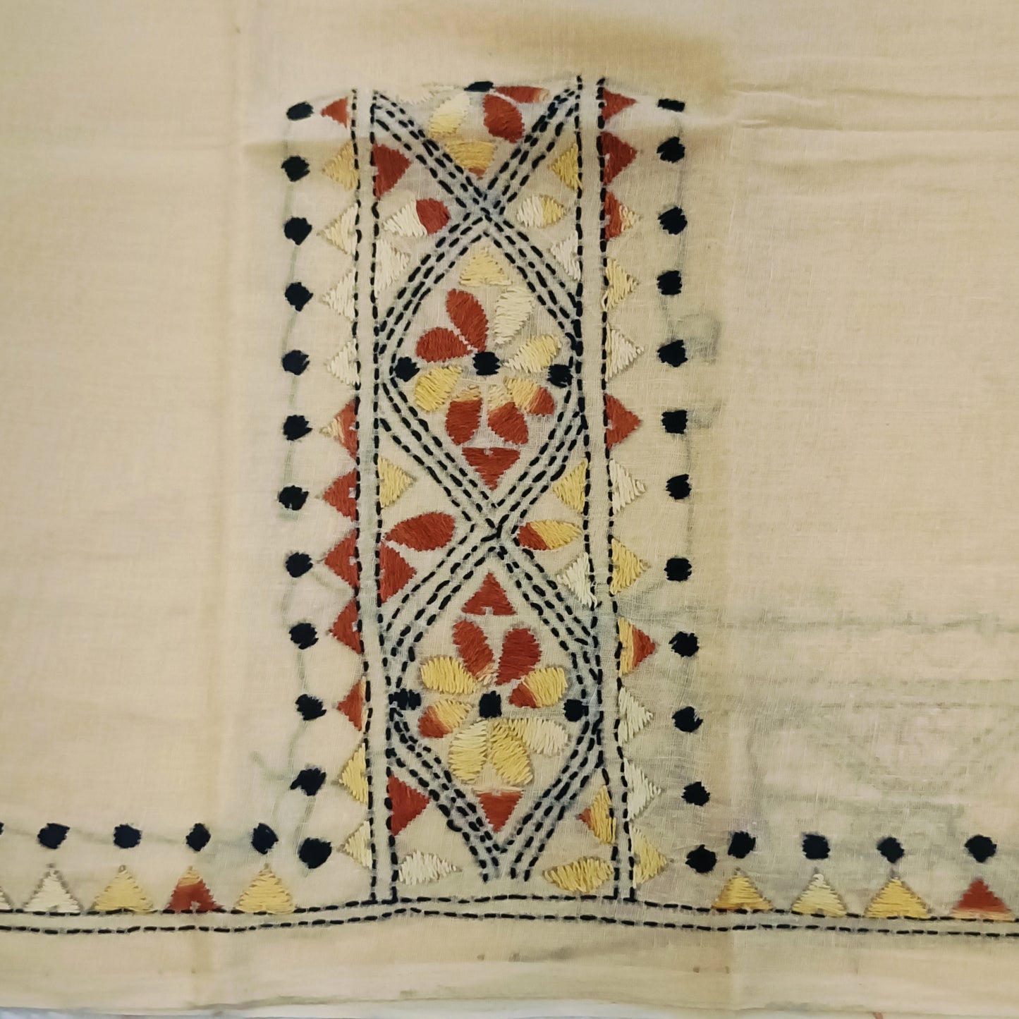 Kantha Stitch Cotton Half Work Blouse Fabric