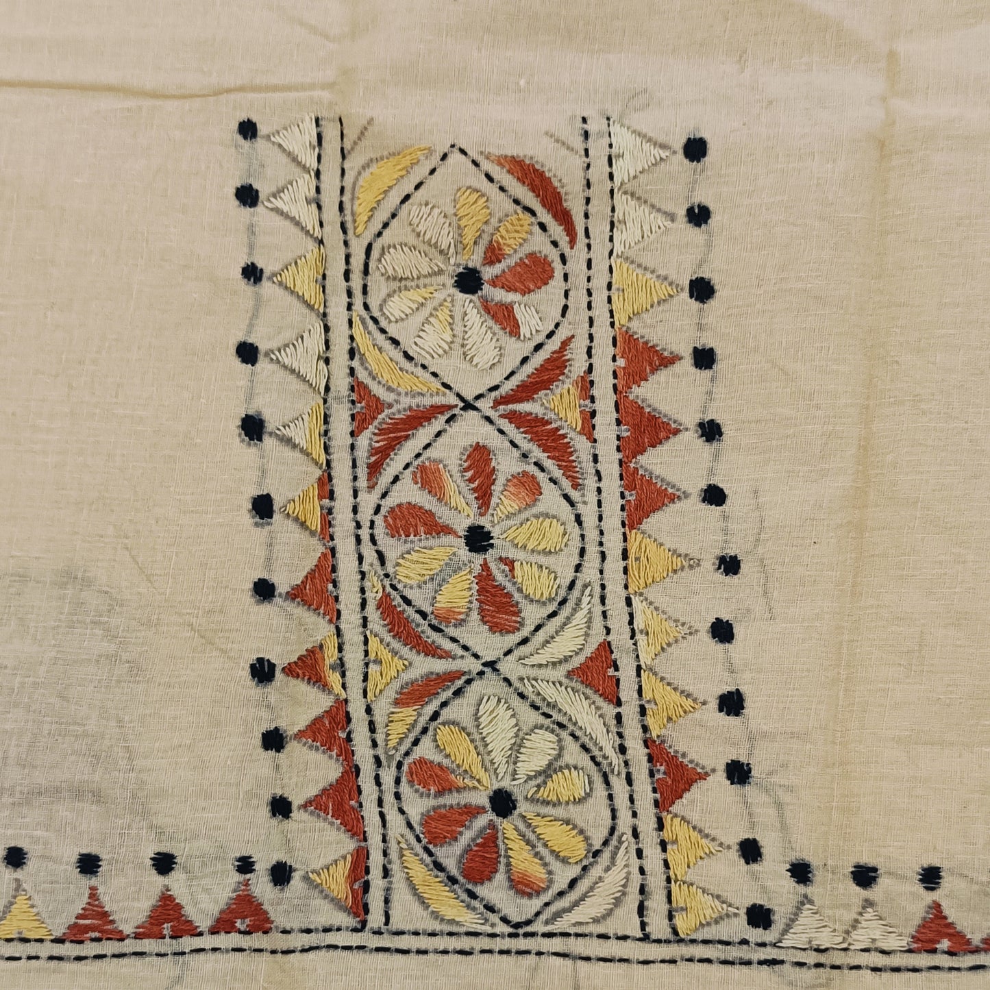 Kantha Stitch Cotton Half Work Blouse Fabric