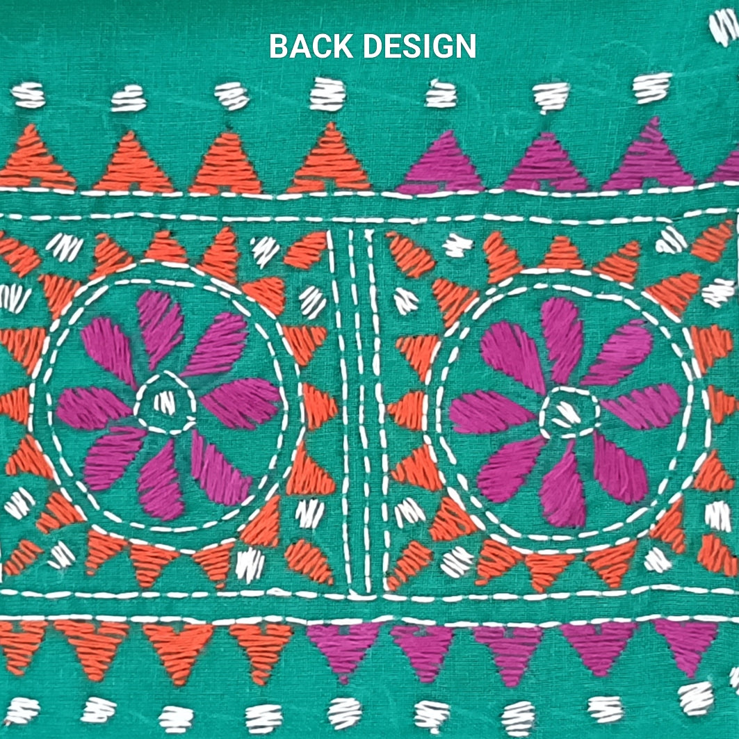 Kantha Stitch Cotton Half Work Blouse Fabric