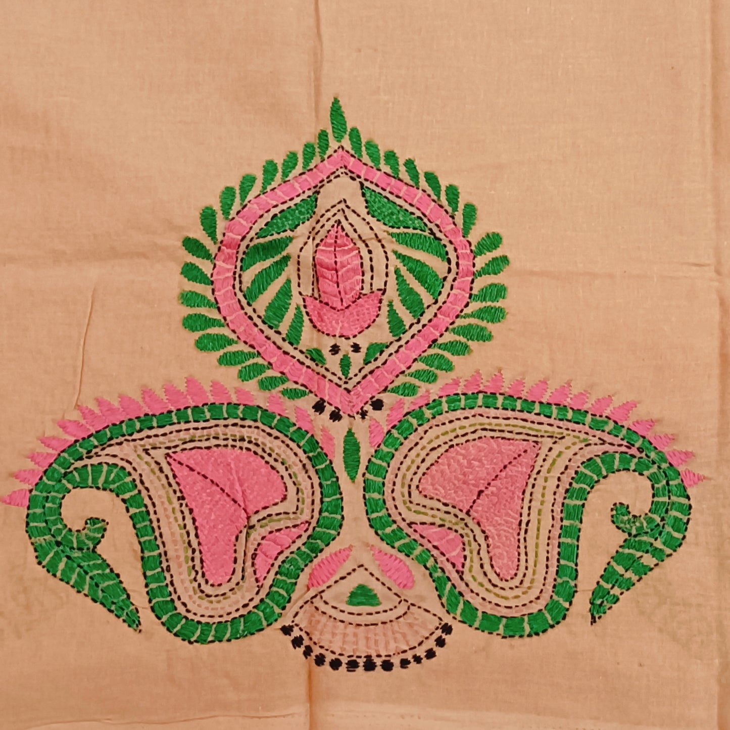 Kantha Stitch Cotton Half Work Blouse Fabric