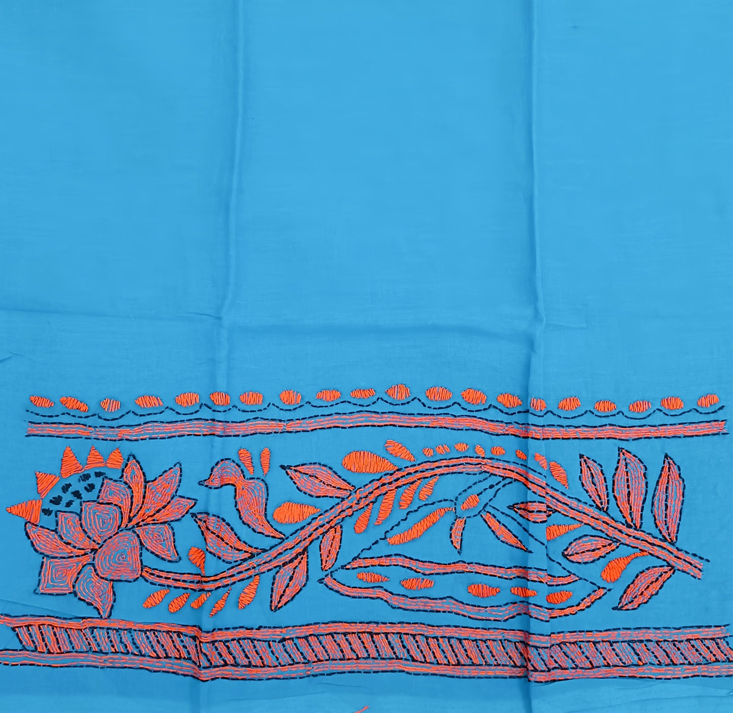 Kantha Stitch Cotton Half Work Blouse Fabric