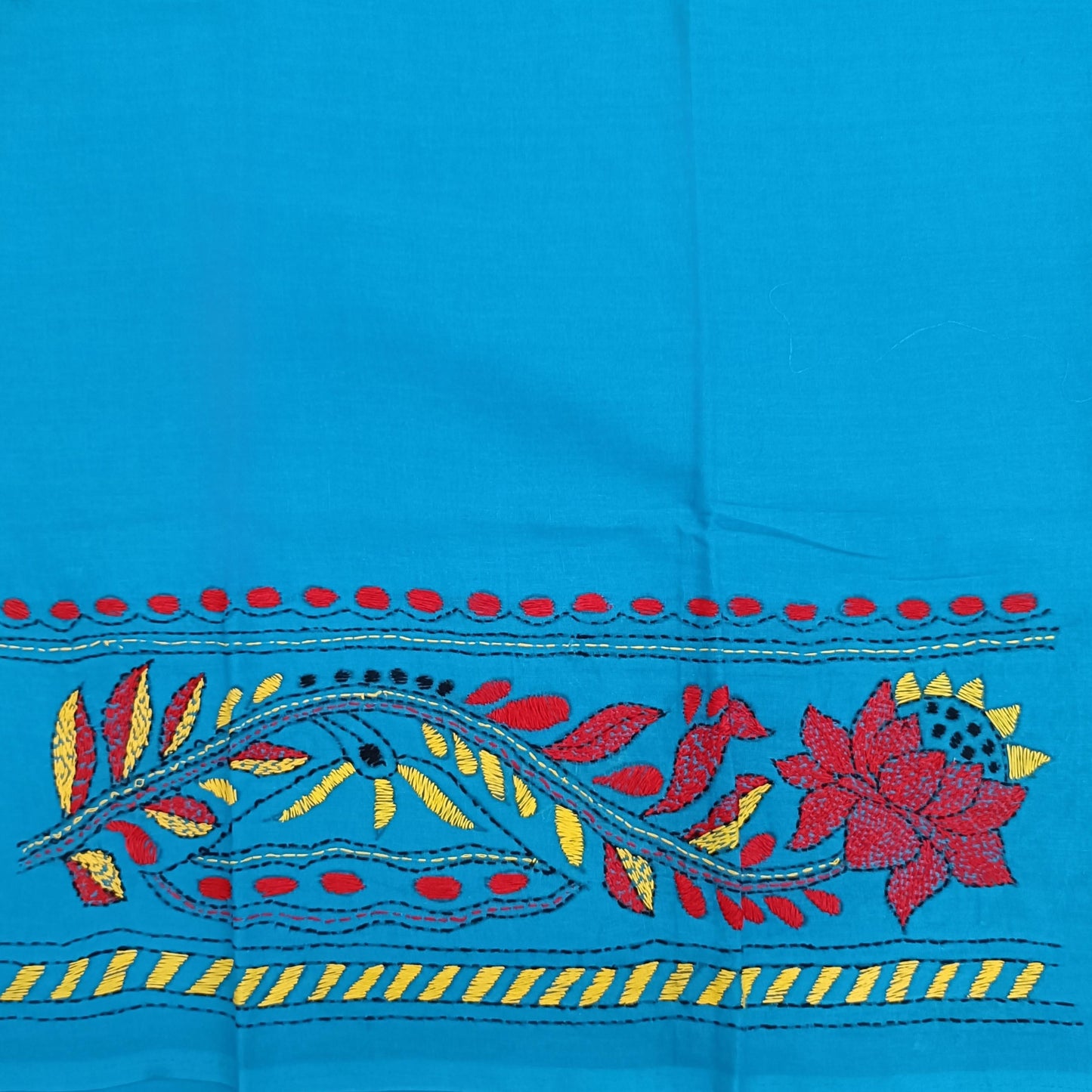 Kantha Stitch Cotton Half Work Blouse Fabric