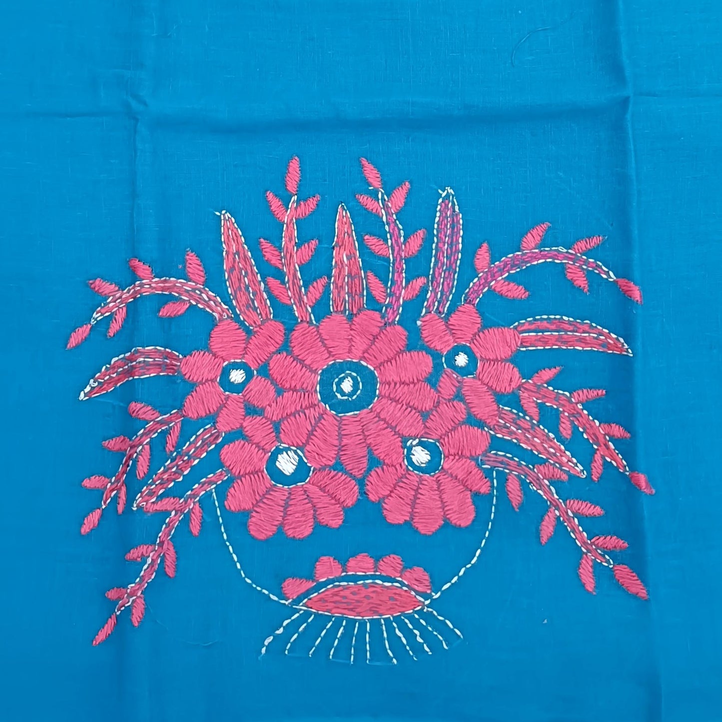 Kantha Stitch Cotton Half Work Blouse Fabric