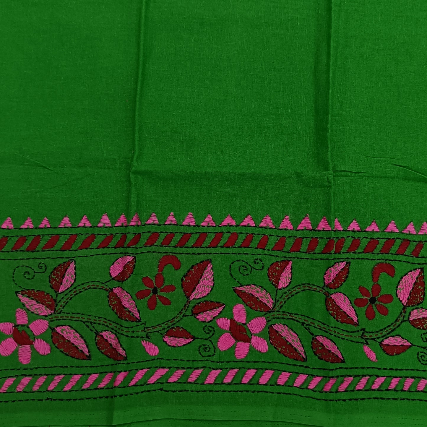 Kantha Stitch Cotton Half Work Blouse Fabric