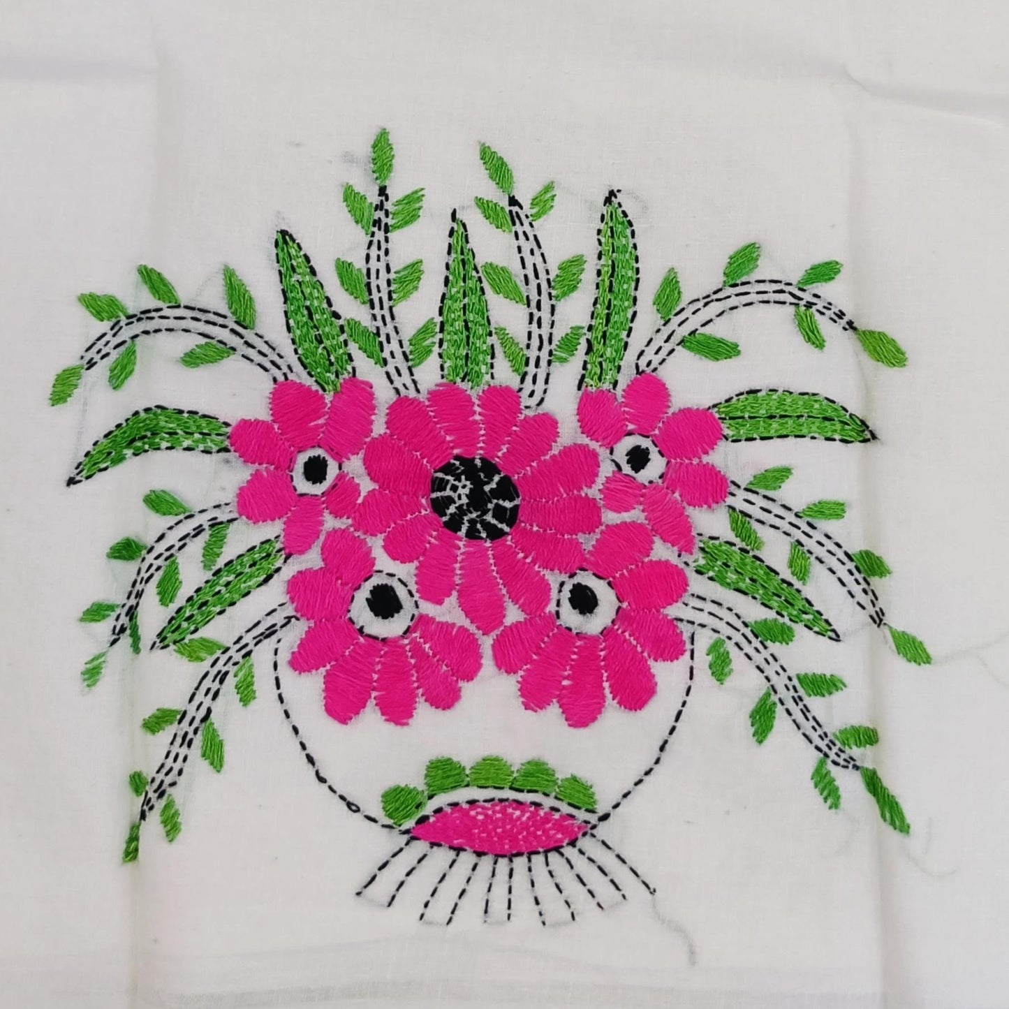 Kantha Stitch Cotton Half Work Blouse Fabric