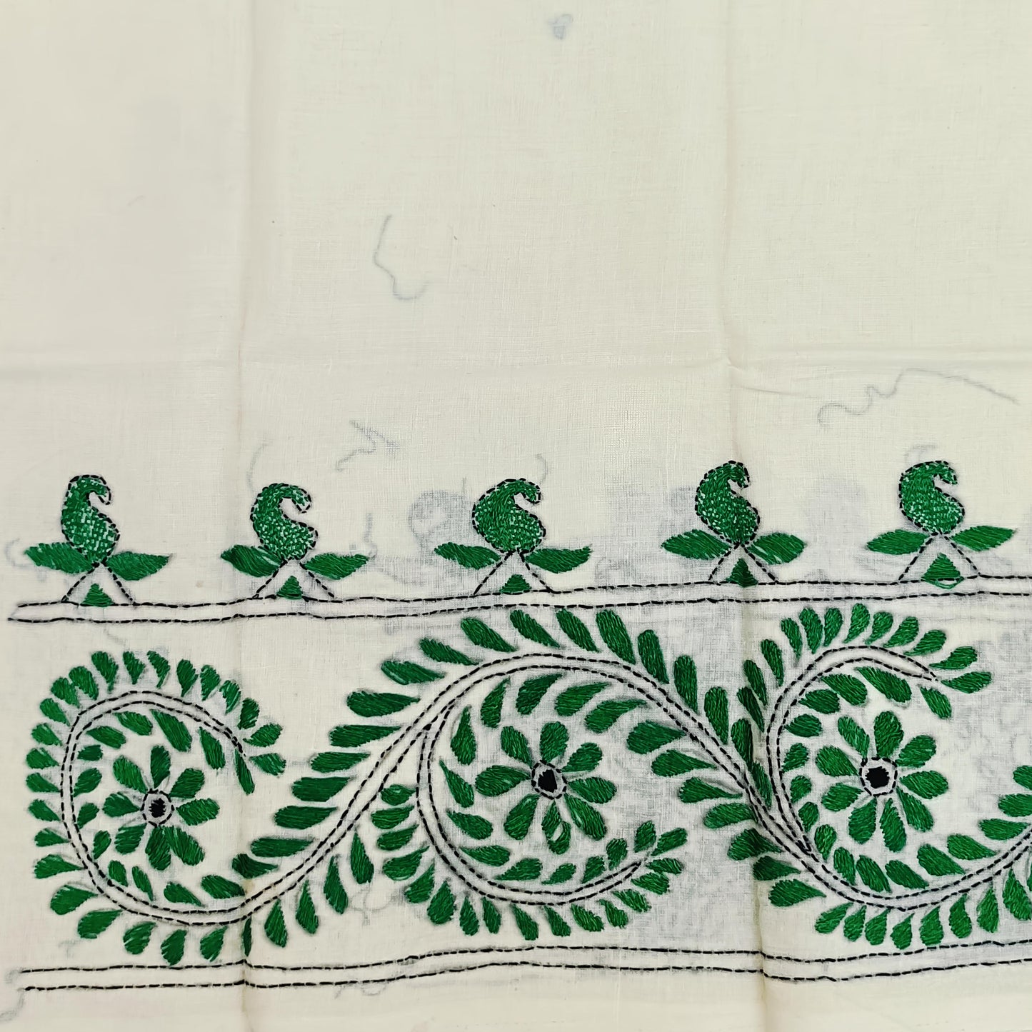 Kantha Stitch Cotton Half Work Blouse Fabric