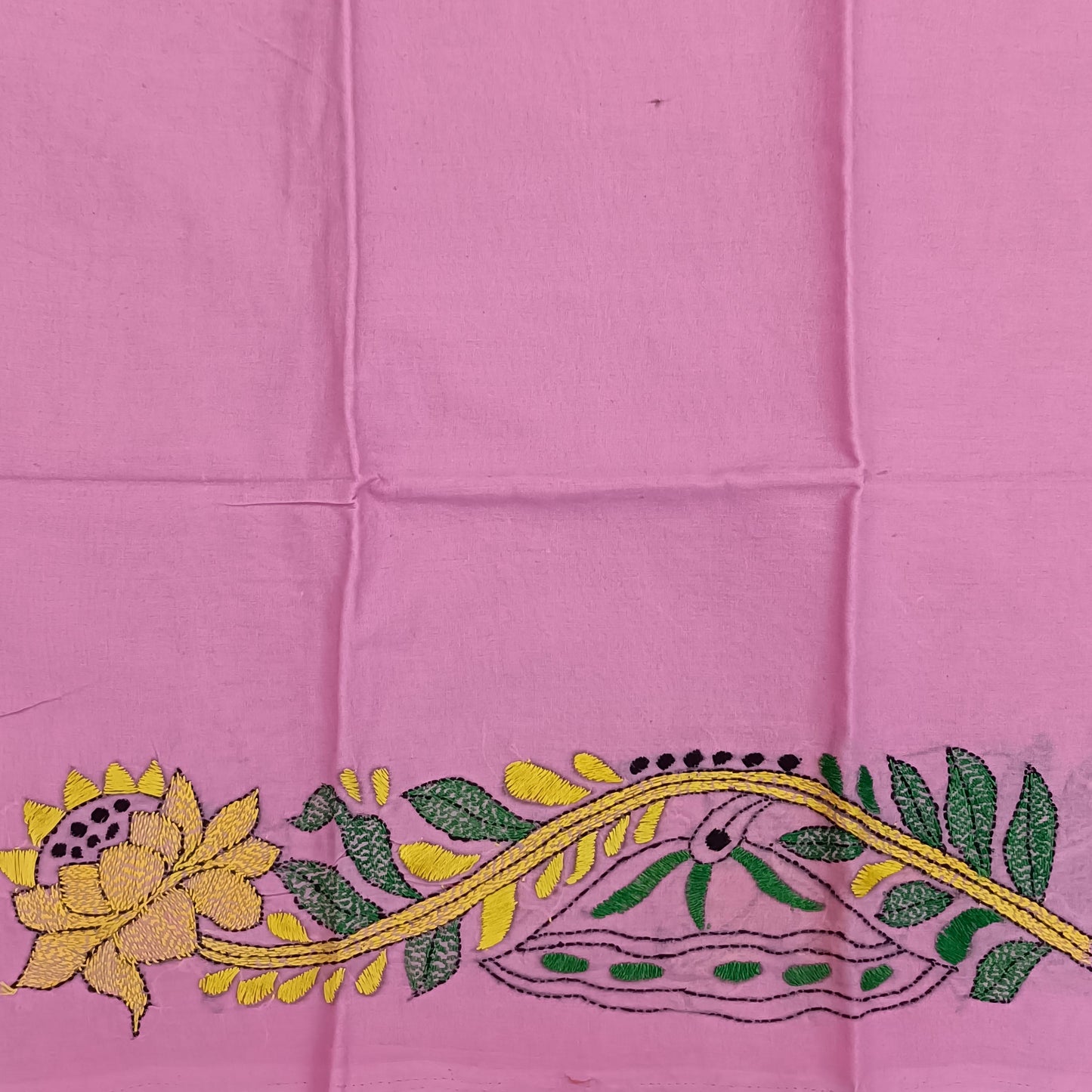 Kantha Stitch Cotton Half Work Blouse Fabric