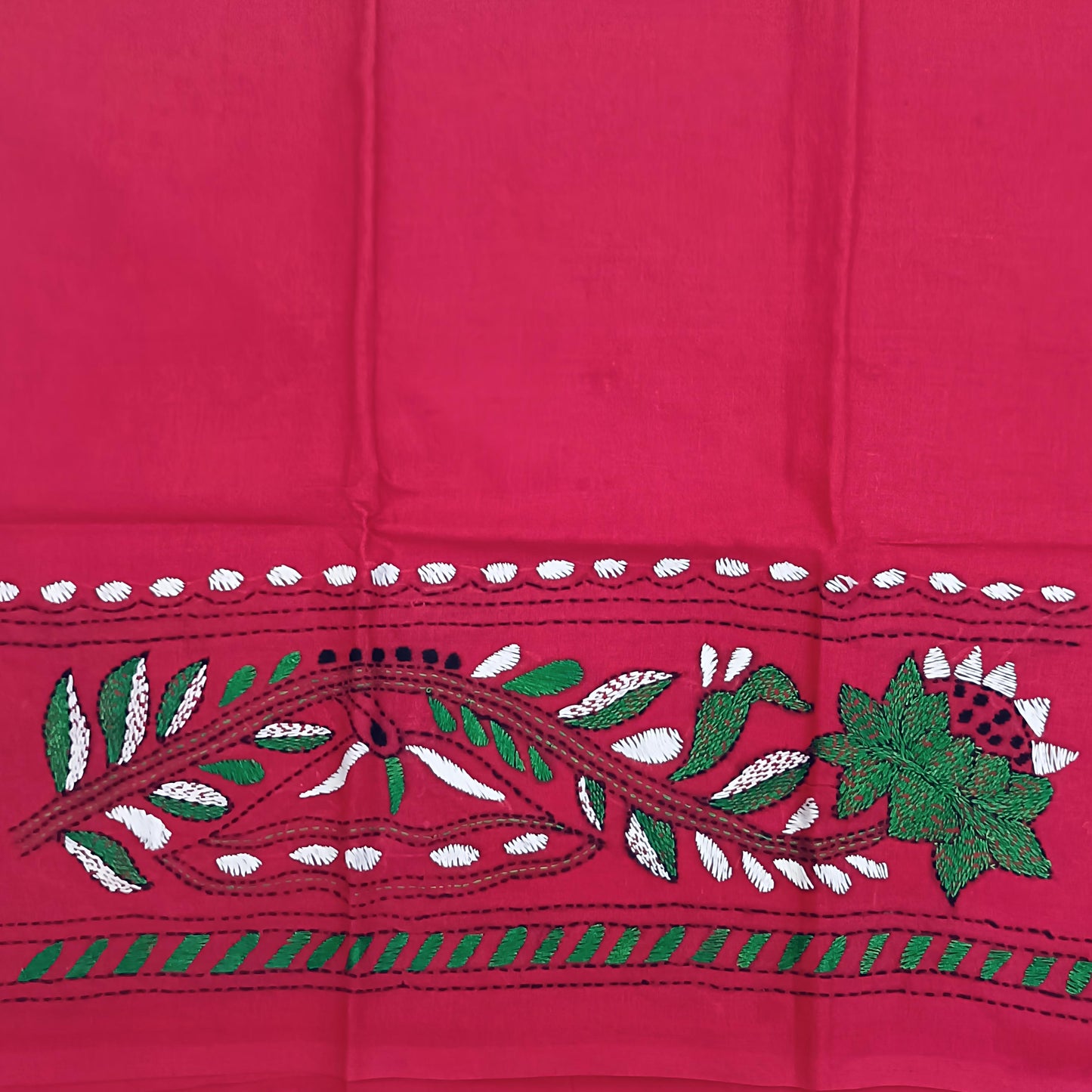 Kantha Stitch Cotton Half Work Blouse Fabric