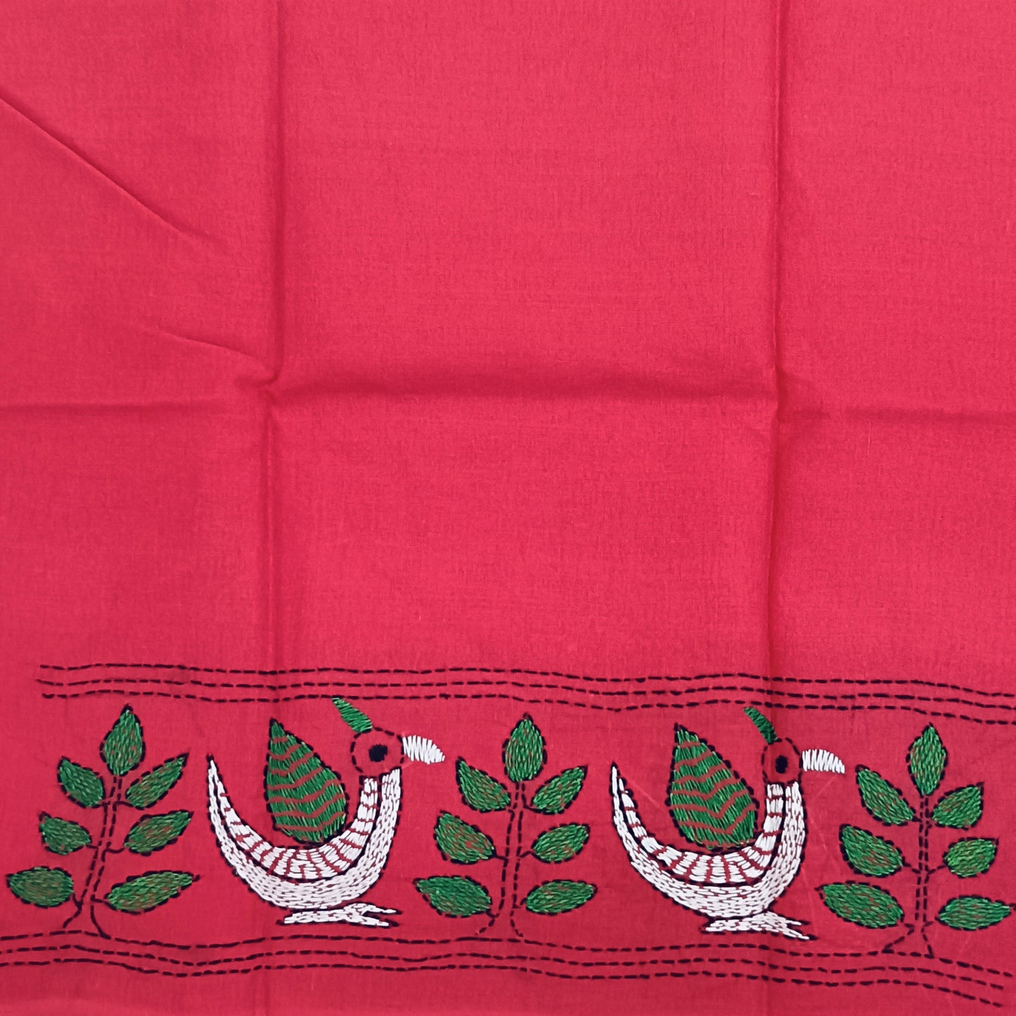 Kantha Stitch Cotton Half Work Blouse Fabric