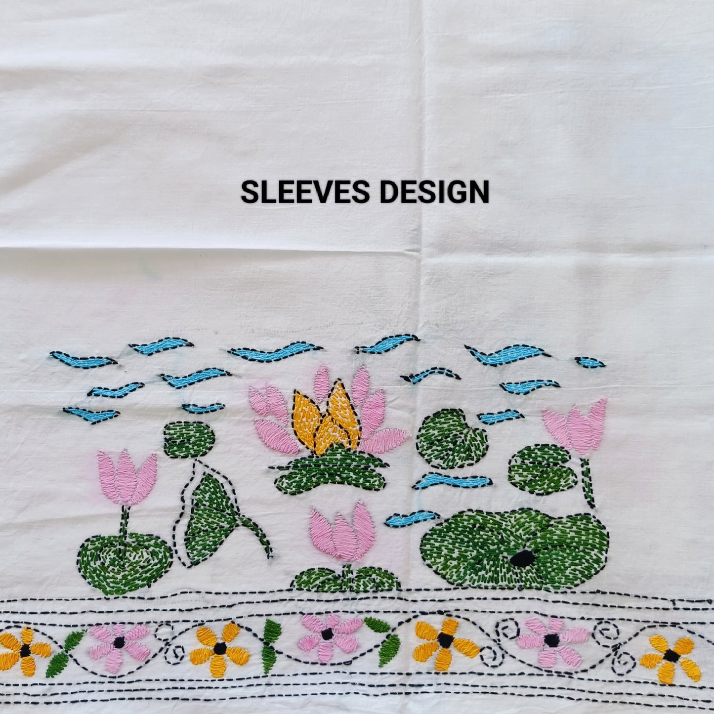 Designer Kantha Stitch Blouse Fabric