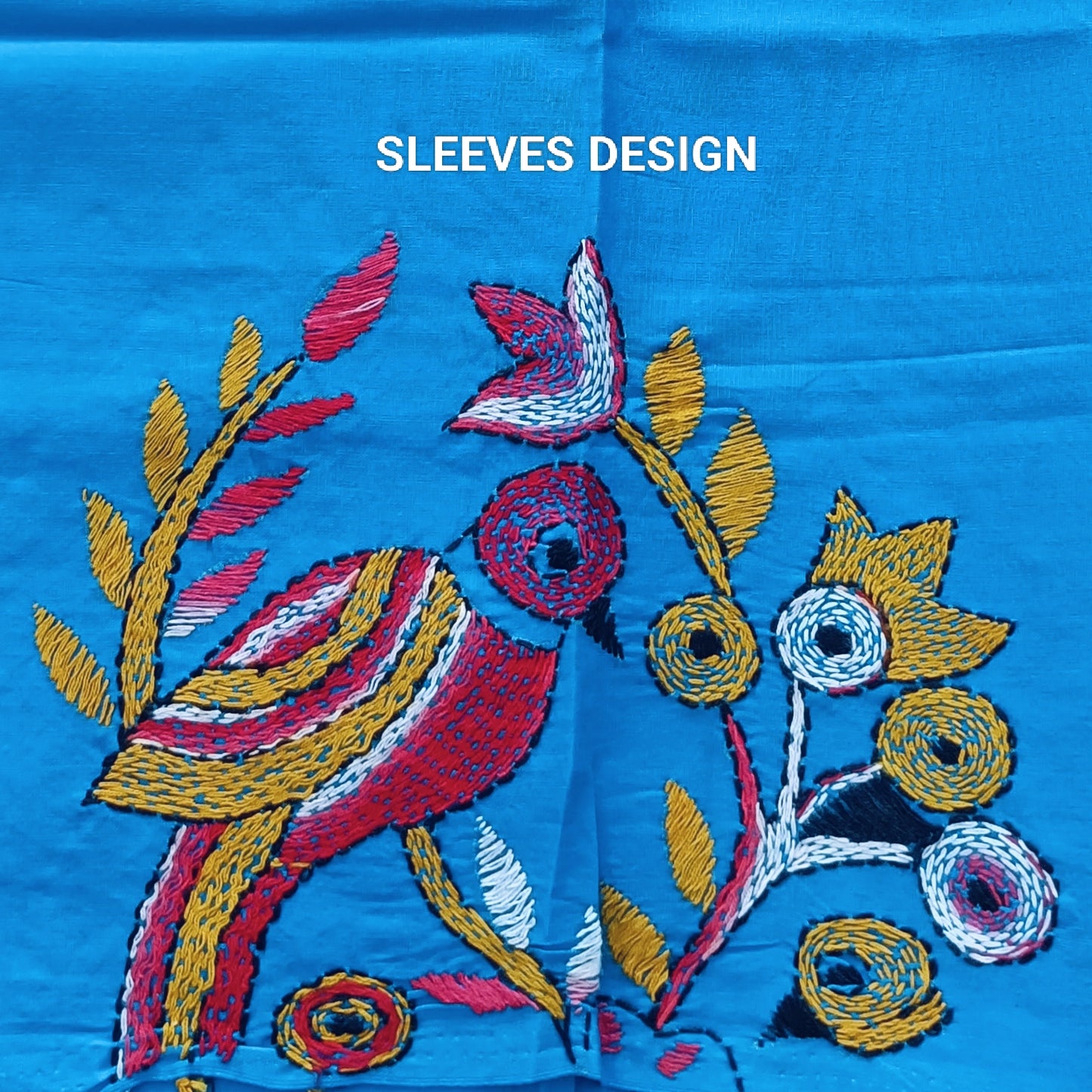 Designer Kantha Stitch Blouse Fabric