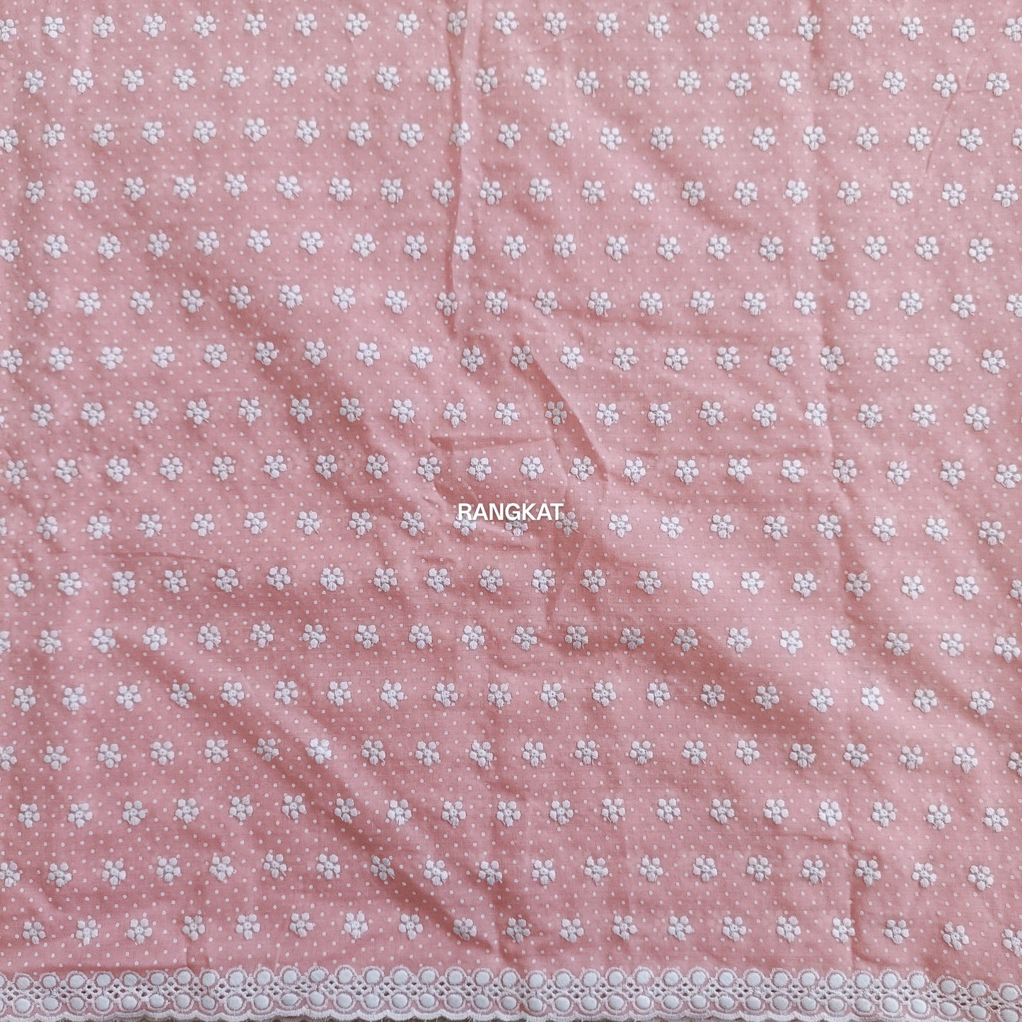 Blush Coral - Machine Chikankari Cotton Blouse Fabric