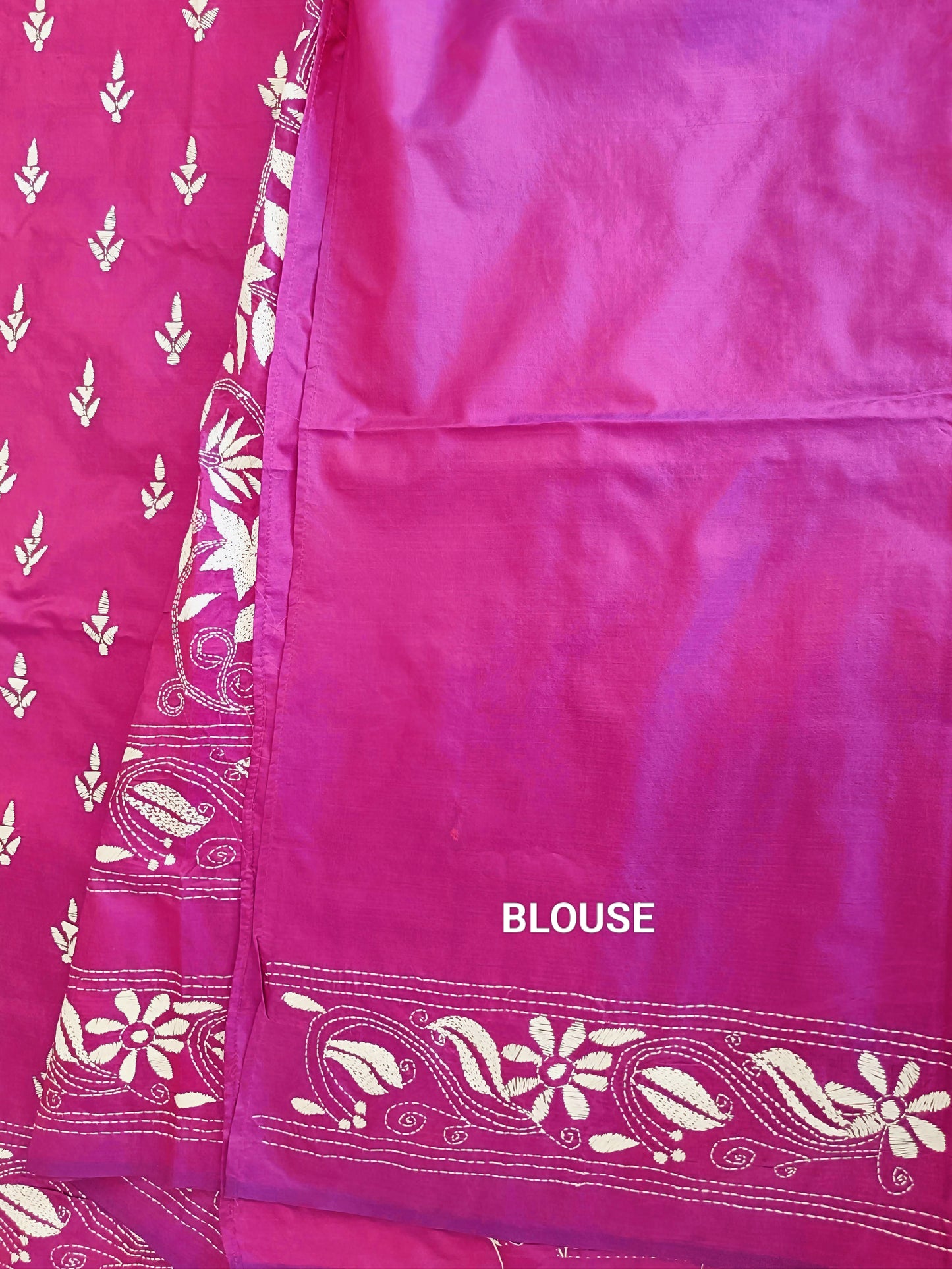 Rajrani - Kantha Stitch on Blended Bangalore Silk Saree