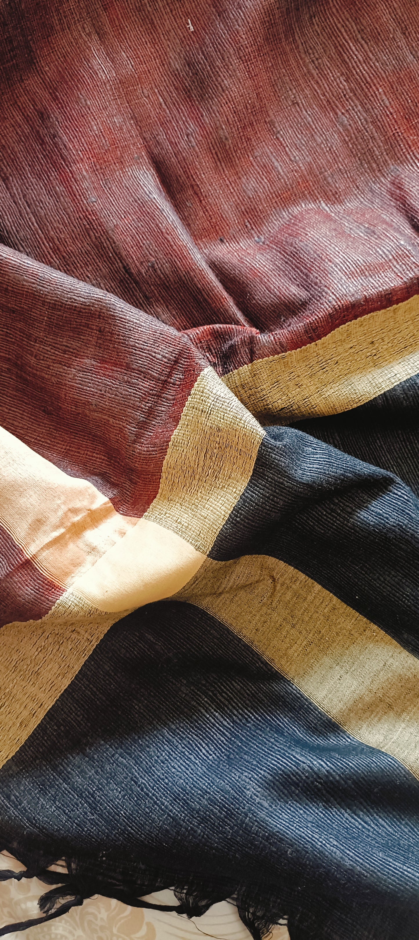 Handwoven Bhagalpur Ghitcha Tussar Silk Saree
