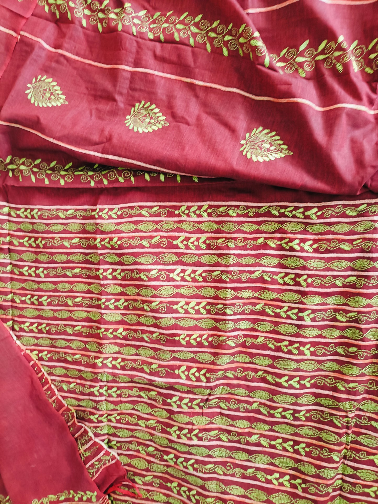 Handmade Kantha Stitch Khesh Cotton Saree