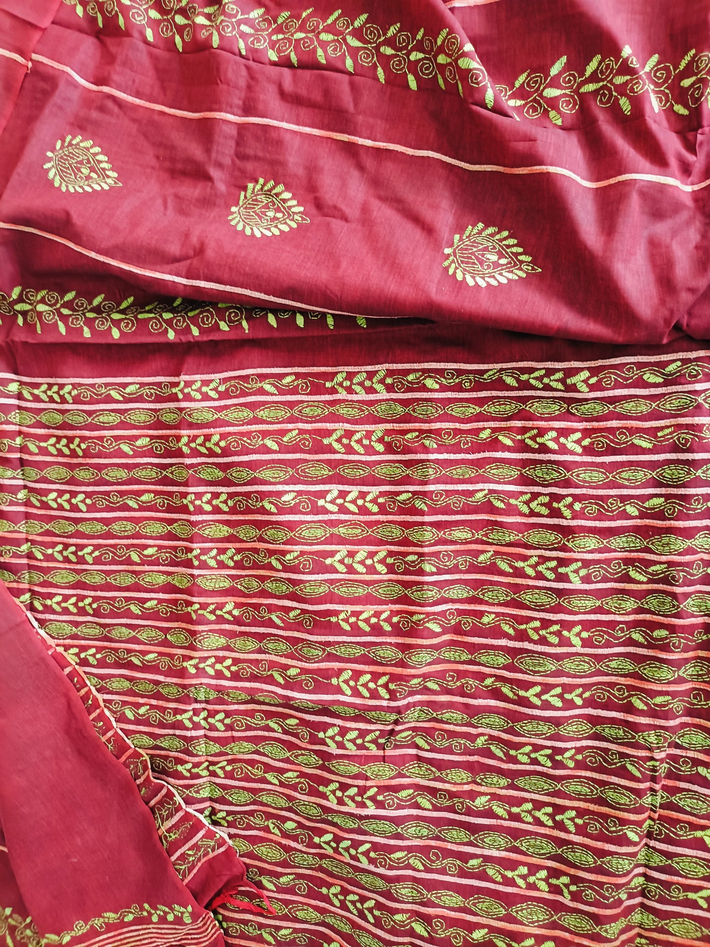 Handmade Kantha Stitch Khesh Cotton Saree