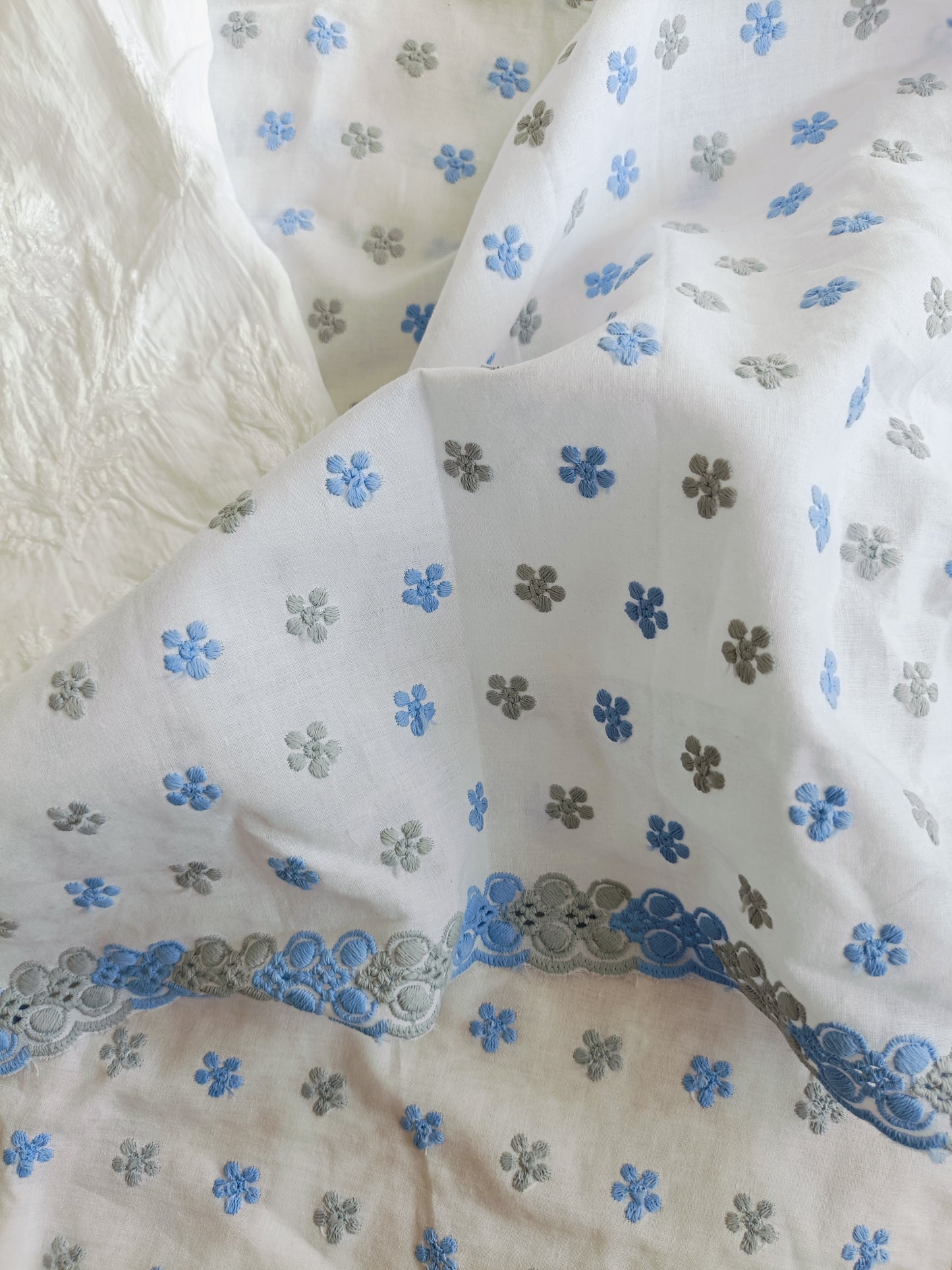 Cotton Kurta Apparel Fabric Chikankari Design Embroidery