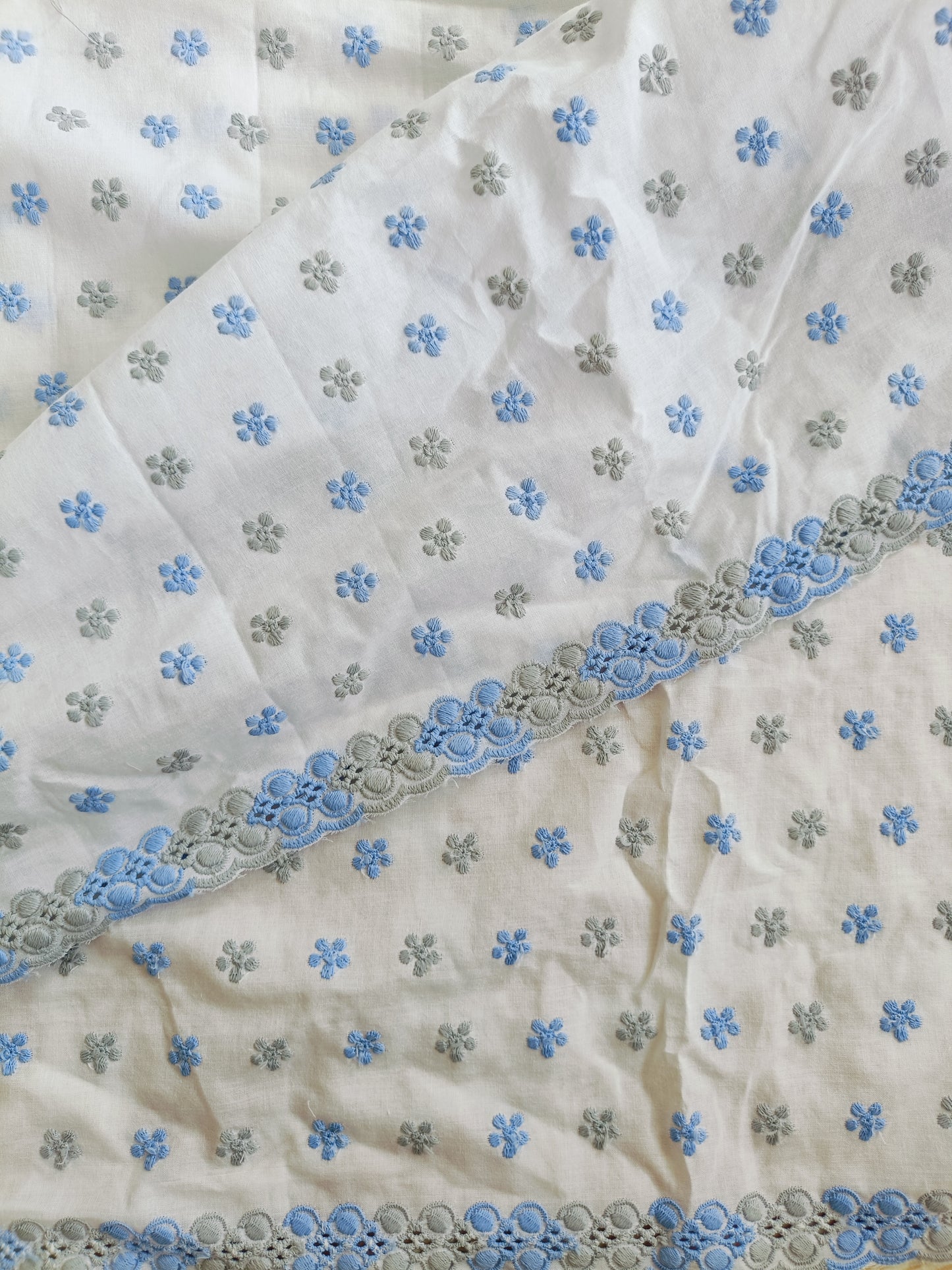 Cotton Kurta Apparel Fabric Chikankari Design Embroidery