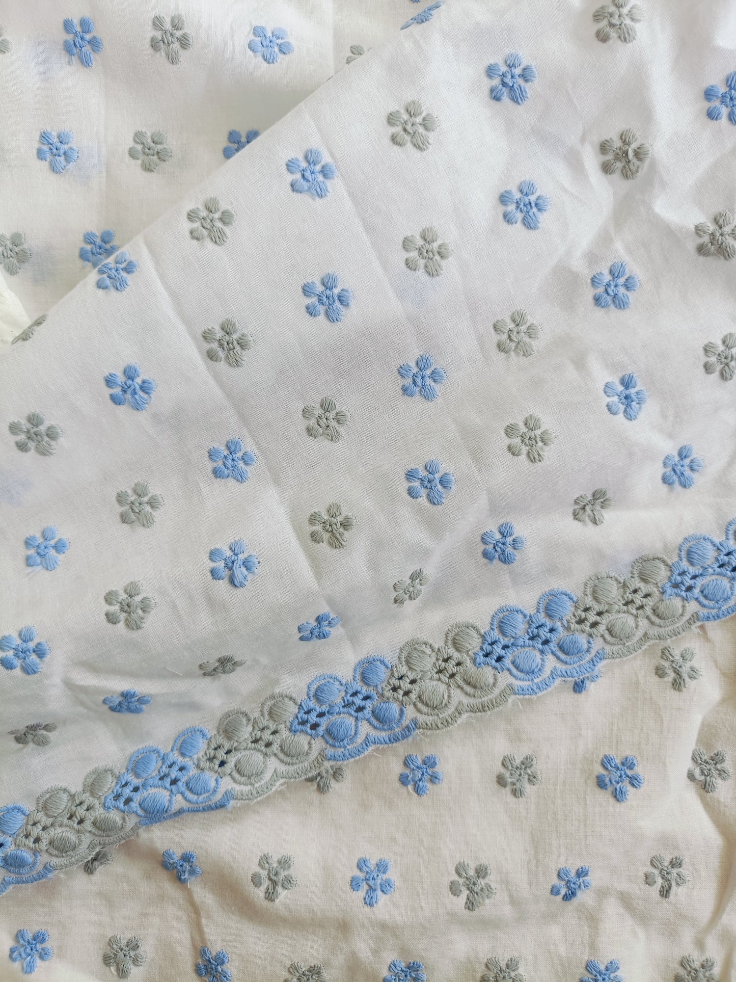 Cotton Kurta Apparel Fabric Chikankari Design Embroidery