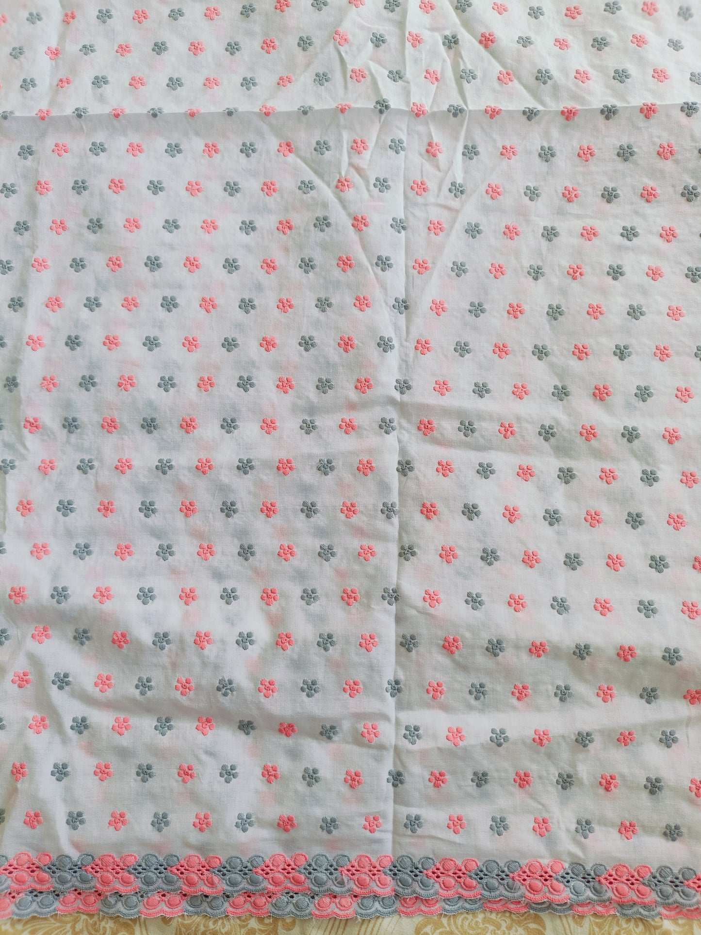 Cotton Kurta Apparel Fabric Chikankari Design Embroidery