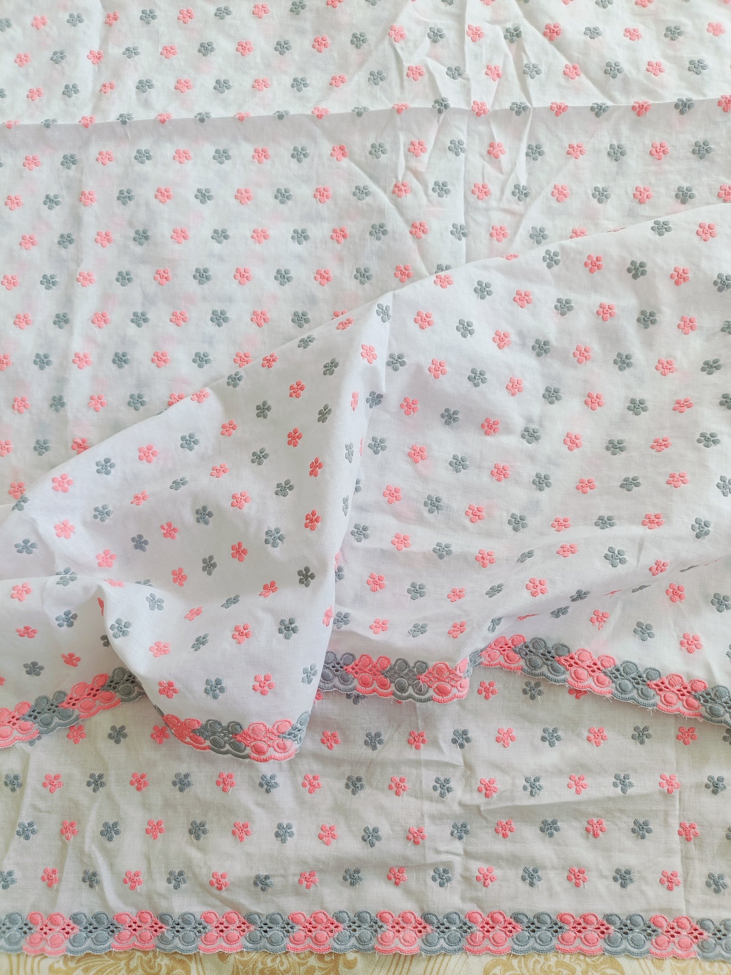 Cotton Kurta Apparel Fabric Chikankari Design Embroidery