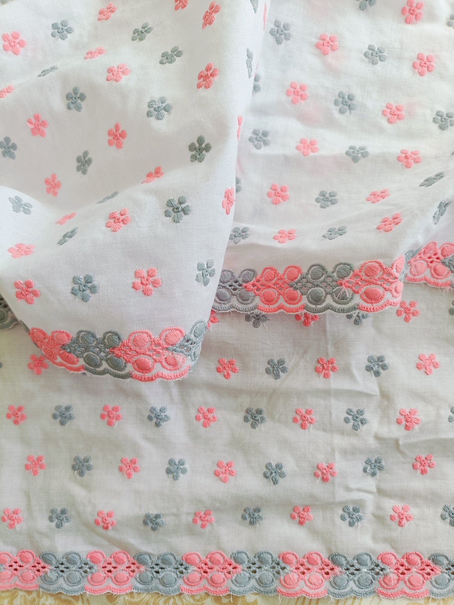 Cotton Kurta Apparel Fabric Chikankari Design Embroidery